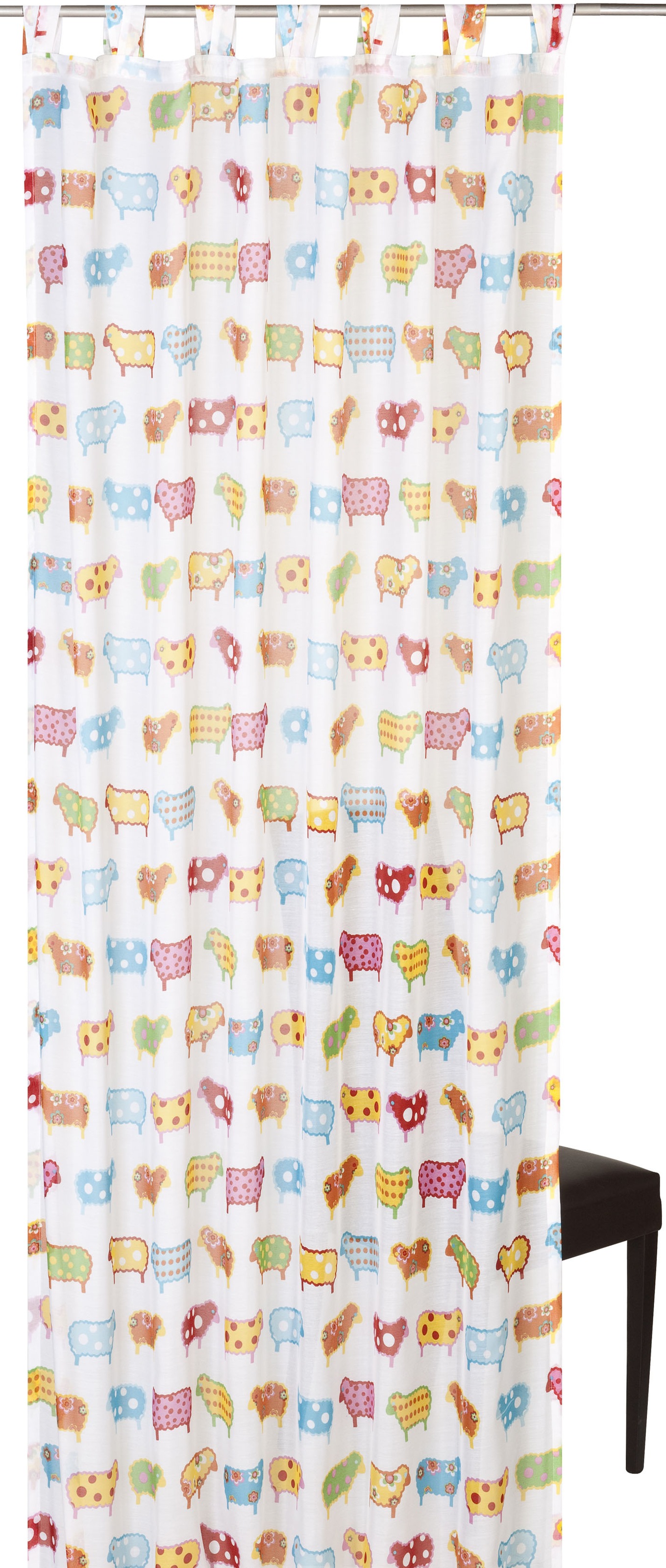 Image of ELBERSDRUCKE Gardine »Sheep«, (1 St.), Schlaufenschal mit Kräuselband Sheep 04 bunt 255x140 cm halbtransparent bei Ackermann Versand Schweiz