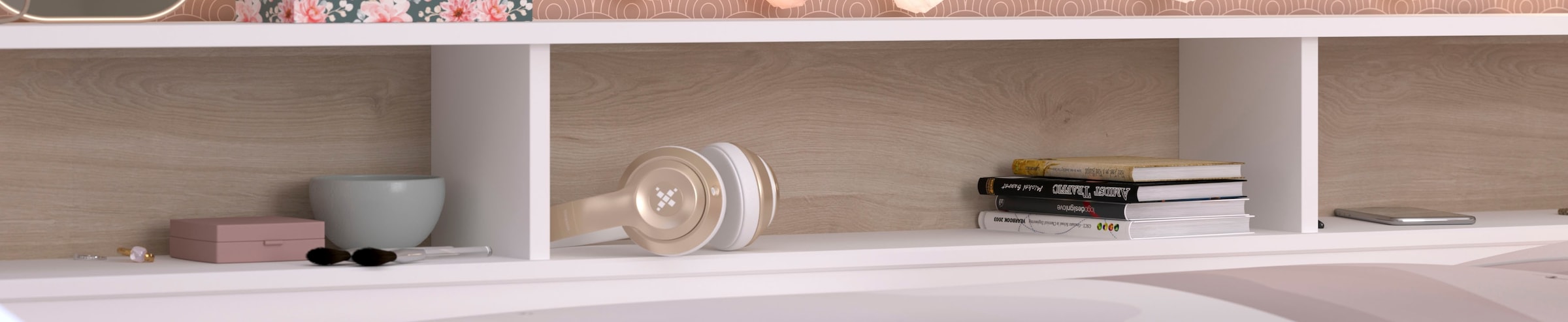 Parisot Stauraumbett »Sleep, Daybed, Kinderbett, Rückwand der Regale drehbar (farbig + weiss)«, inklusive, Regale, Schubkästen, viel Stauraum, TOPSELLLER!