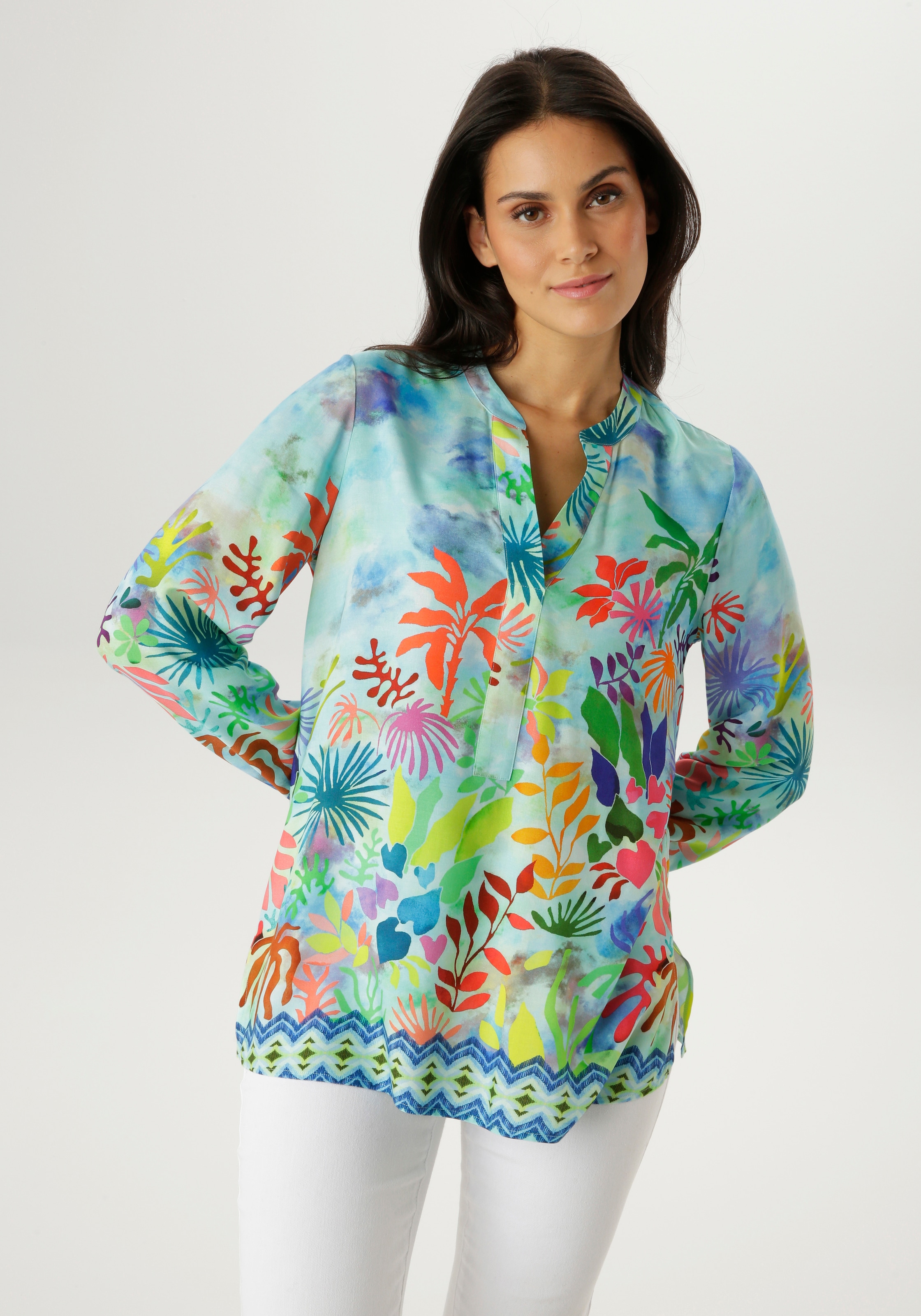 Image of Aniston SELECTED Schlupfbluse mit ausdrucksstarken Korallenmuster - NEUE KOLLEKTION