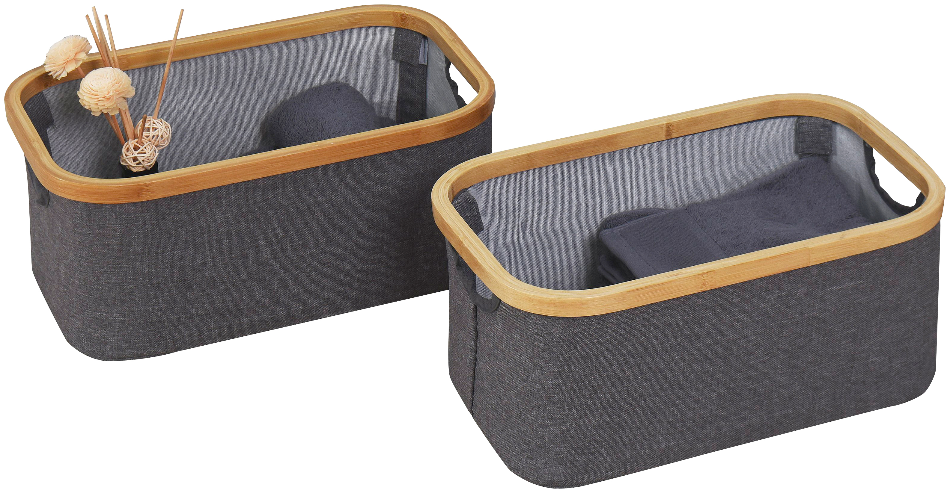 Image of welltime Aufbewahrungskorb, (Set, 2 St.), BxTxH: 38x26x17 cm, Dekokörbe aus Stoff, Körbe in eckig, Ordnungshelfer bei Ackermann Versand Schweiz