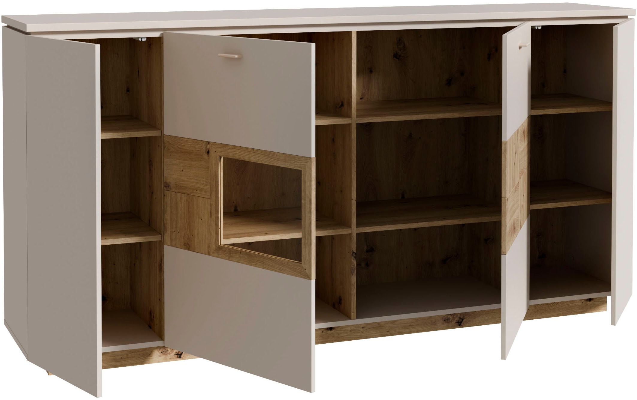 FORTE Buffet haut »Louoto« buffet, poignées en métal, rangement, fermeture douce, hauteur 101,2 cm