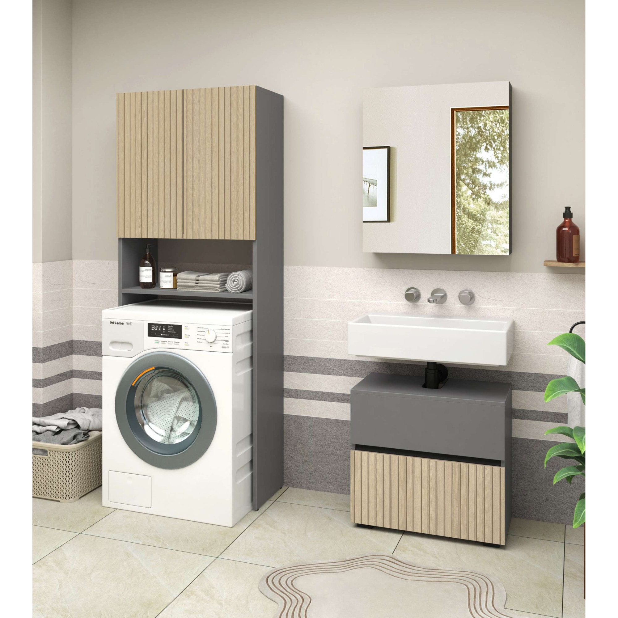 Home affaire Waschmaschinenumbauschrank »Wisla« mit 2 Türen, Breite 68 cm, Höhe 180 cm