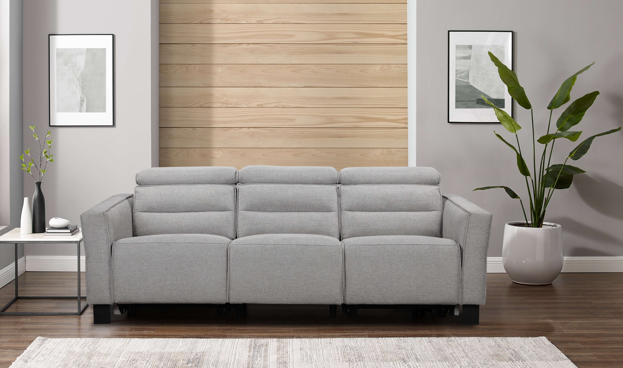 GOODproduct 3-places »Carpari Webstoff, 224 cm, man./elektr. Relaxfunktion« (USB A/C), ainsi que réglage de la tête