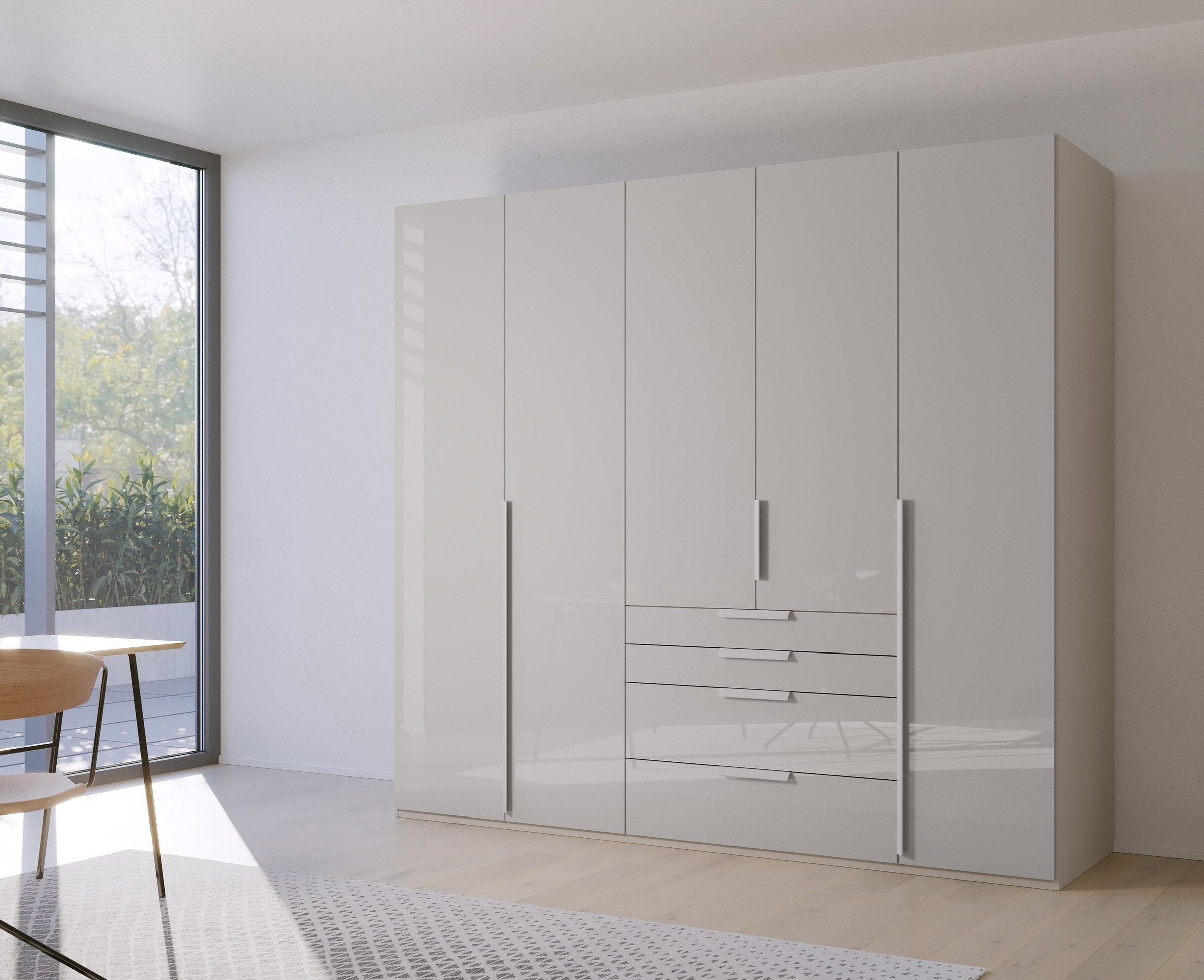 rauch Drehtürenschrank "Kleiderschrank Schrank Garderobe Wäscheschrank PURISMA Glasfront" in den Breiten 151/201/251/301 cm, inkl. SOFT-CLOSE-FUNKTION, mit Schubladen und umfangreichem Zubehör MADE IN GERMANY