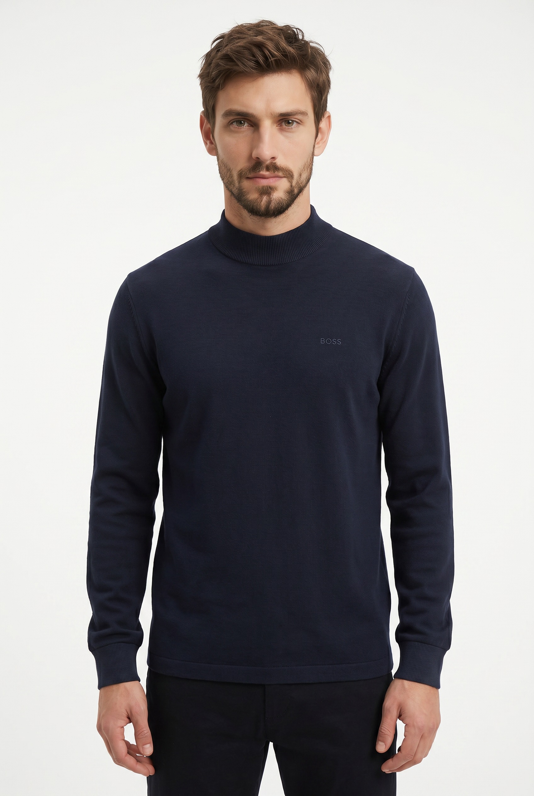 Image of BOSS ORANGE Langarmshirt "Te explorer" Rundhalsausschnitt, Saum- und Ärmelbündchen