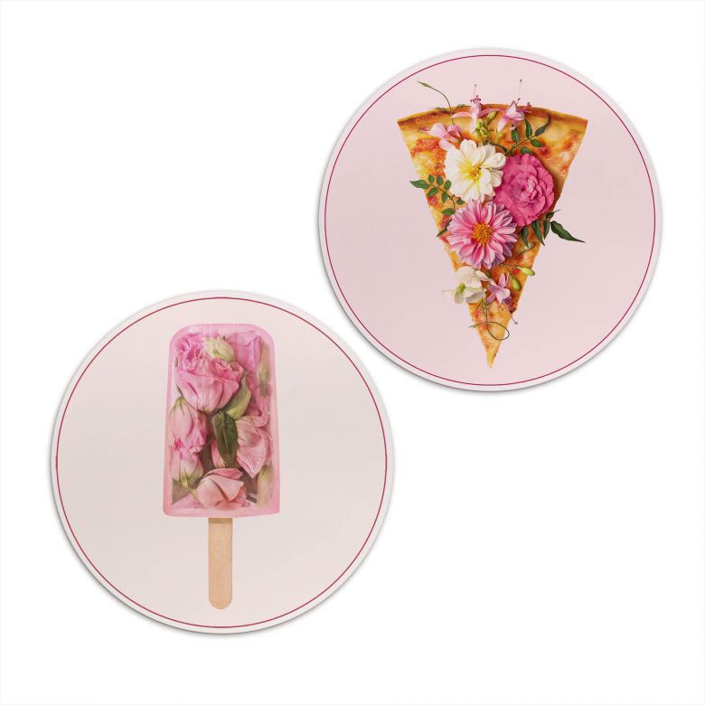 Image of Wall-Art Mehrteilige Bilder »Blumen Pizza Eis Ø45 cm«, (Set, 2 St.) bei Ackermann Versand Schweiz