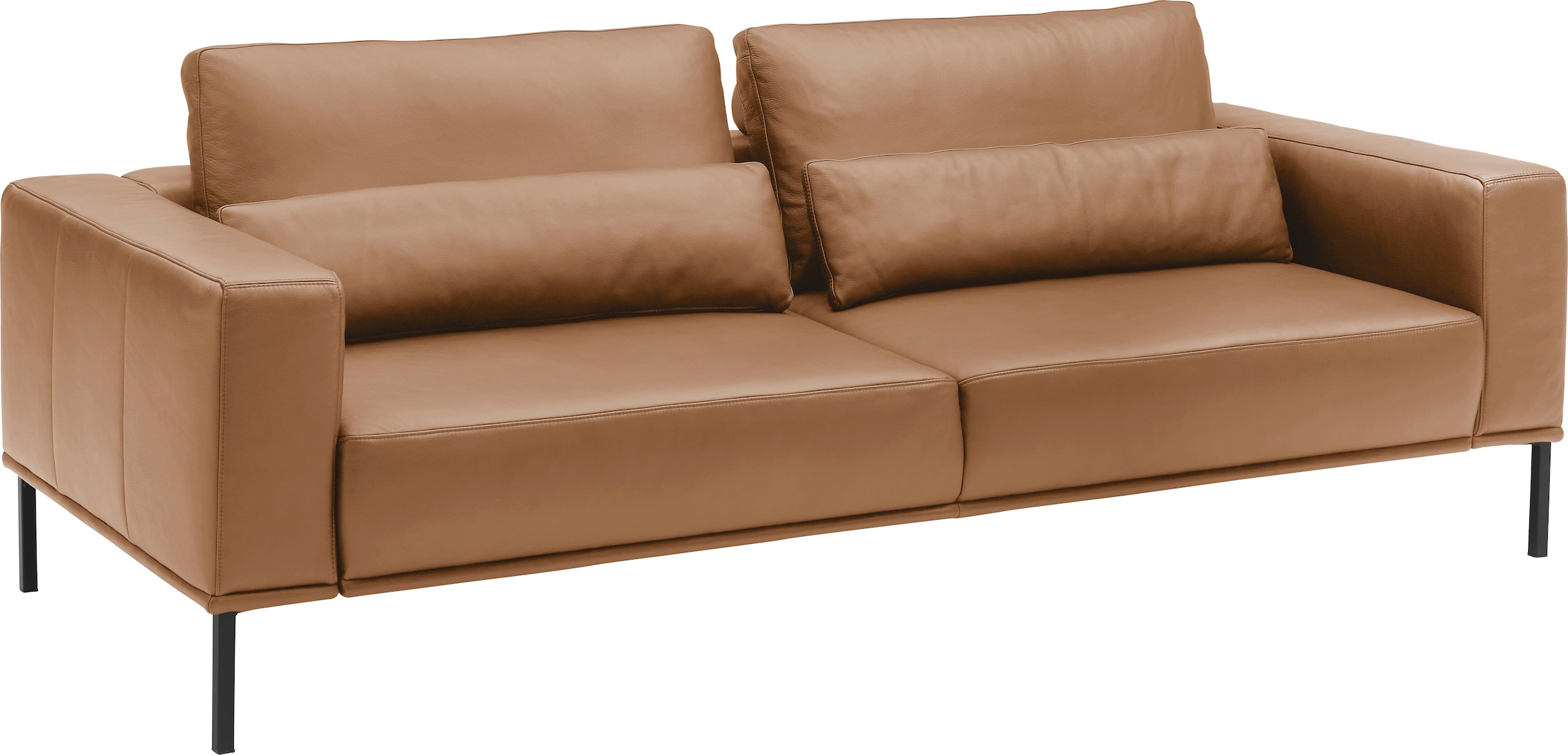 Musterring 3-places »JustB!PM100, 222 cm breit, aus hochwertigem Leder« au choix avec coussin lombaire et extension de siège motorisée, pied en métal noir
