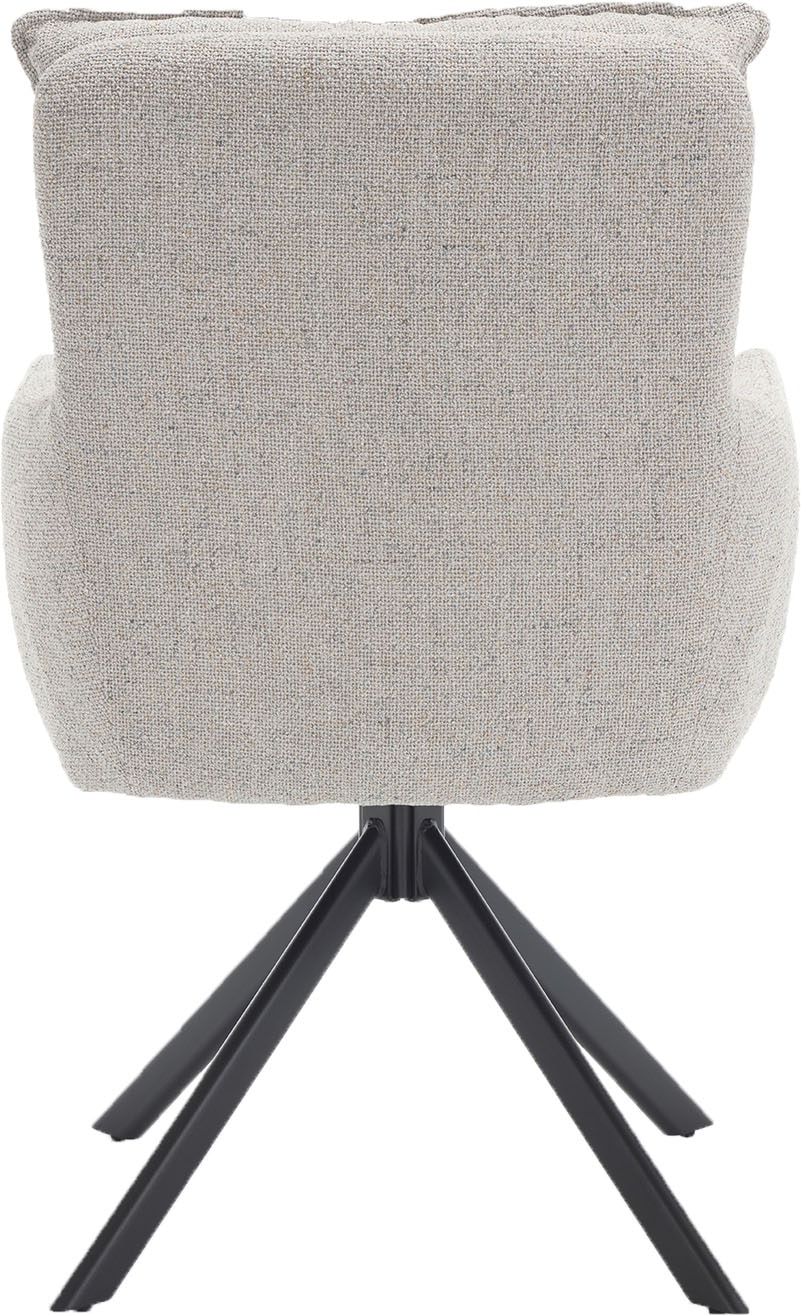 SalesFever Esszimmerstuhl »Austin - Armlehnstuhl mit hochwertiger Taschenfederkern-Polsterung« () 1 Stk.Esszimmersessel: 360° Drehfunktion mit stilvollem Metallfuss