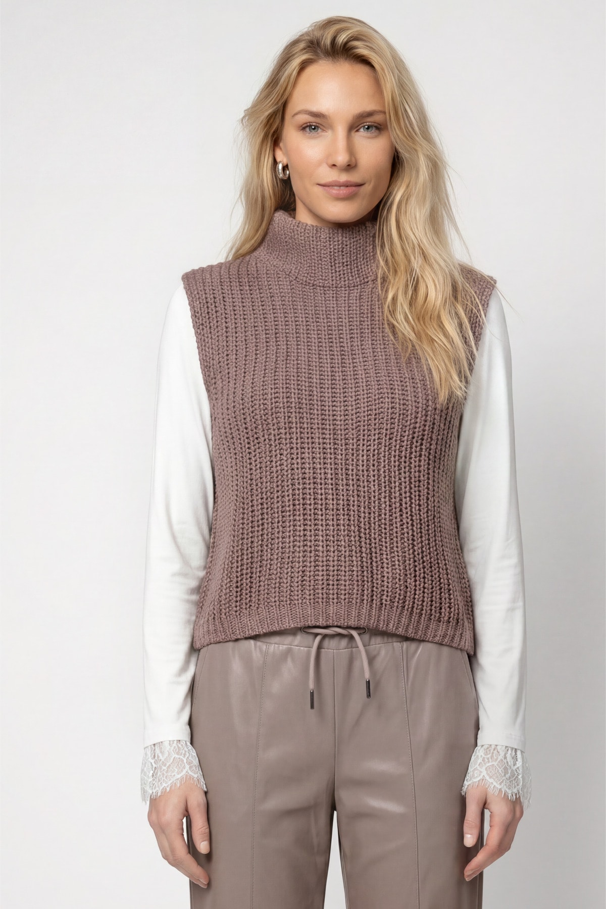 Monari Pull-over »Pullunder Basic Chenille« coupe régulière avec col montant