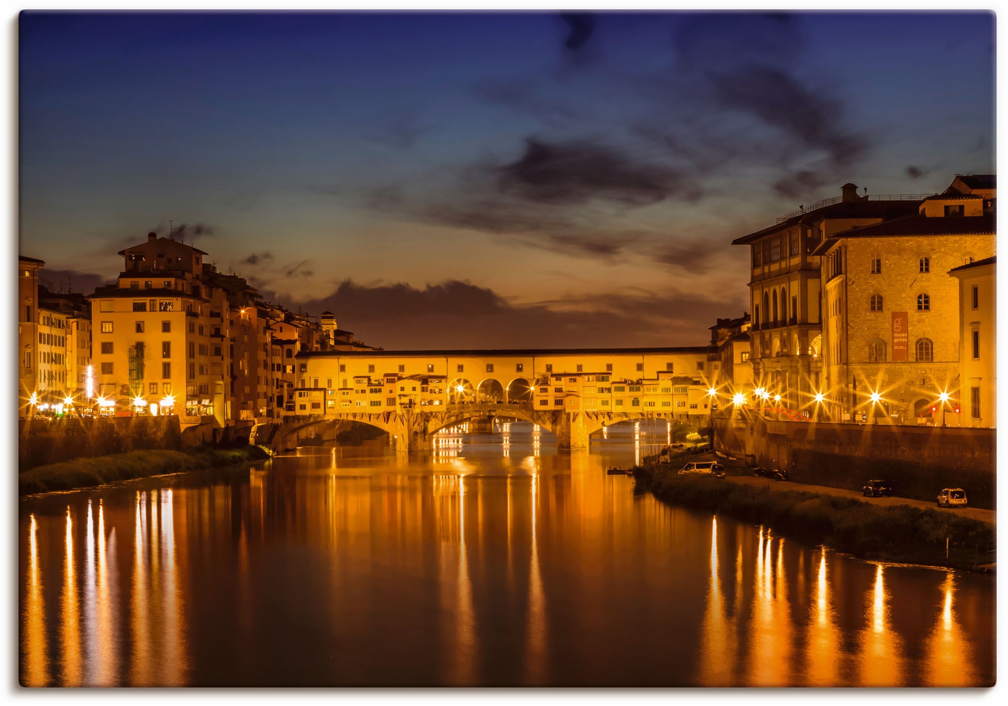 Wandbild »FLORENZ Ponte Vecchio am Abend«, Florenz, (1 St.), als Alubild, Outdoorbild,...
