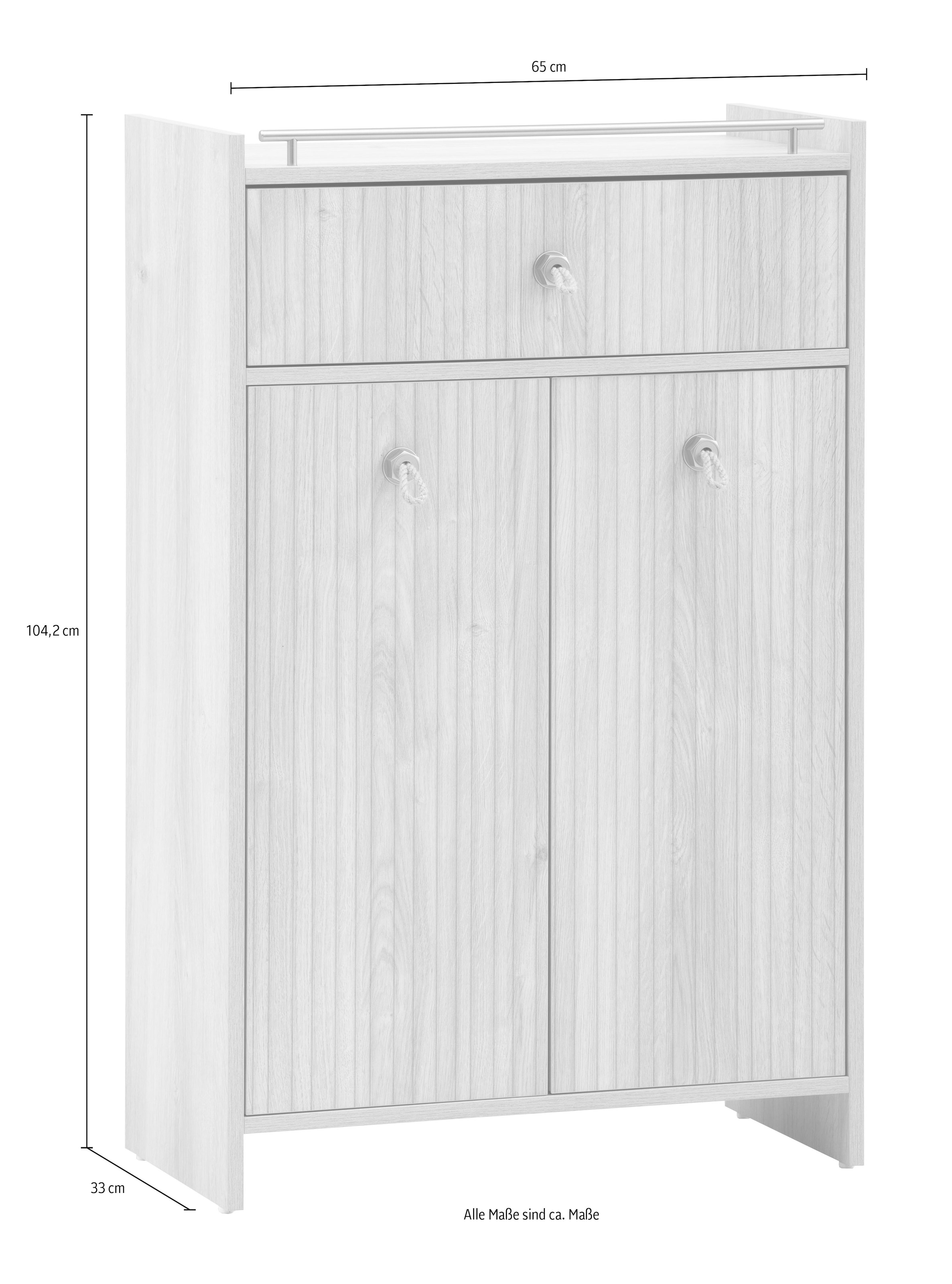 Schildmeyer Armoire intermédiaire »SONDERBY, 2 Türen & Schublade, Höhe 104,2 cm, MADE IN GERMANY« 1 cuis tlg. poignées en cordeau au look maritime, FABRIQUÉ EN ALLEMAGNE