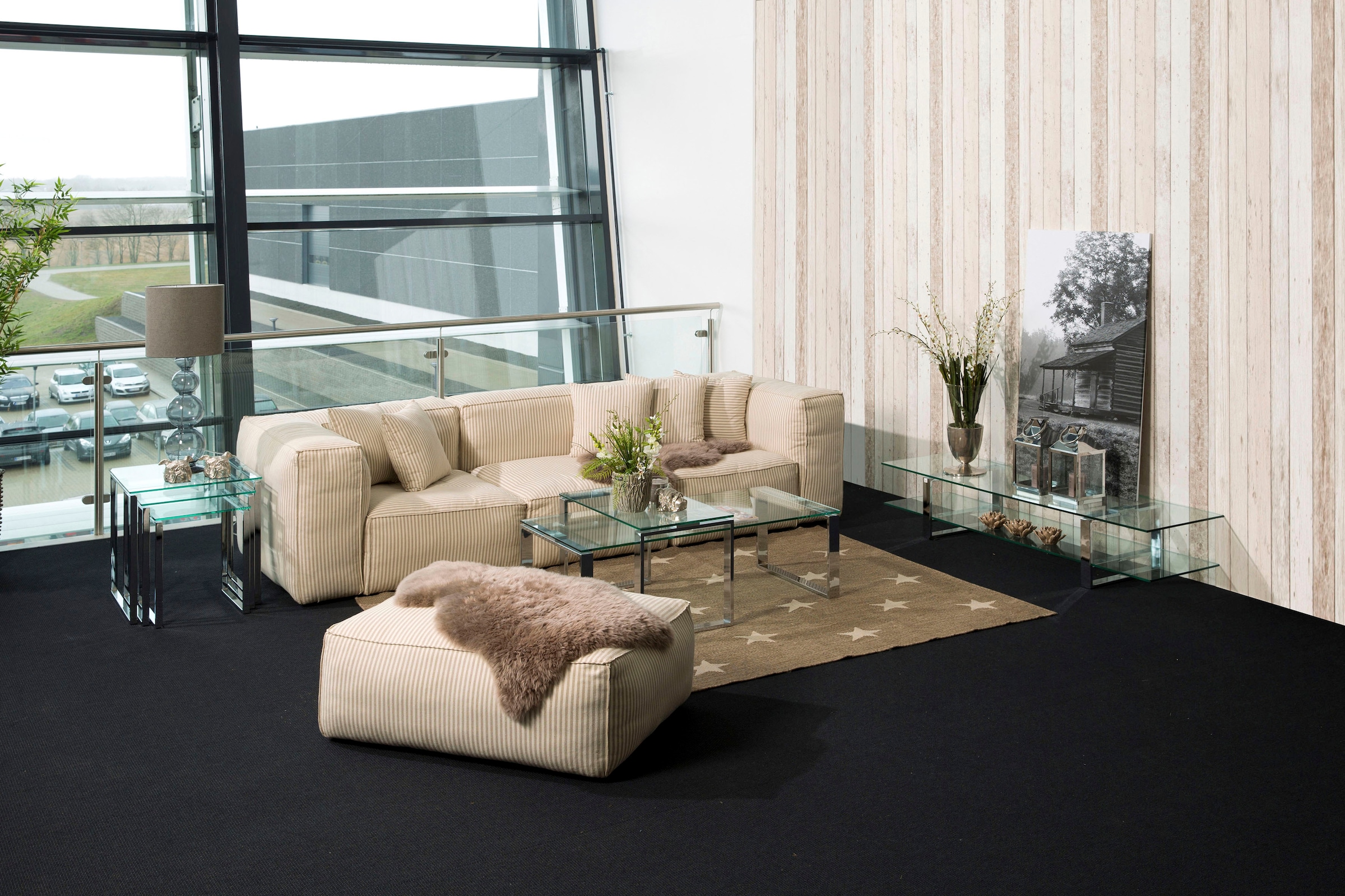 ACTONA GROUP Beistelltisch »Karina, TOPSELLER!«, (Set, Couchtisch, Sofatisch), mit einer Glastischplatte aus klarem Glas mit Chromgestell