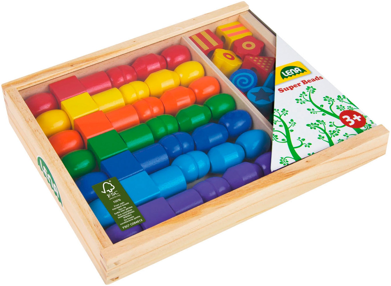 Lena® Set créatif »Super Beads Holzfädelperlen« FSC® - schützt Wald
