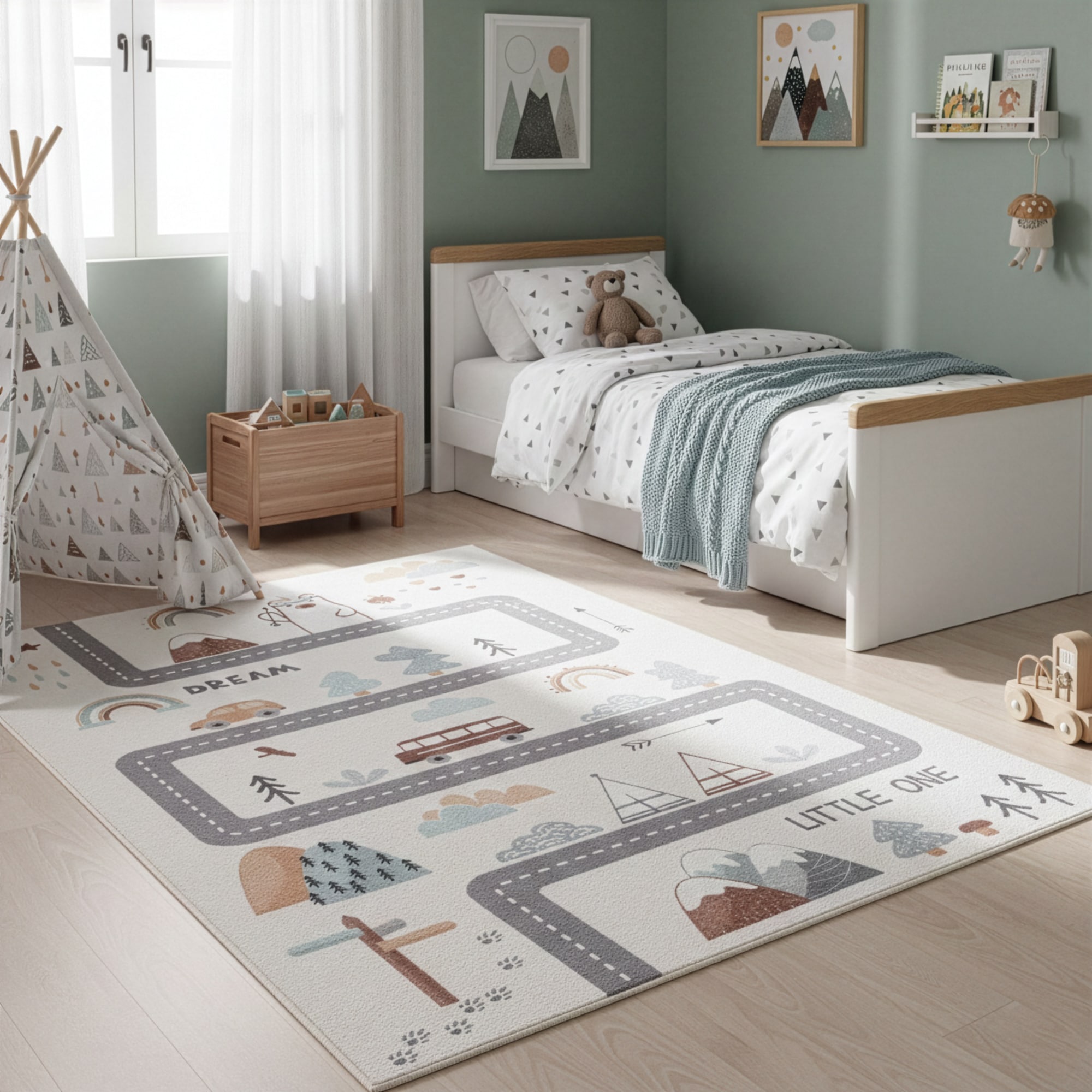 Image of Ayyildiz Teppiche Kinderteppich "COCO 1134, auch in rund erhältlich" rechteckig 8 mm Höhe Waschbar bei 30 C, rutschhemmend, OEKO-TEX zertifiziert, Strasse