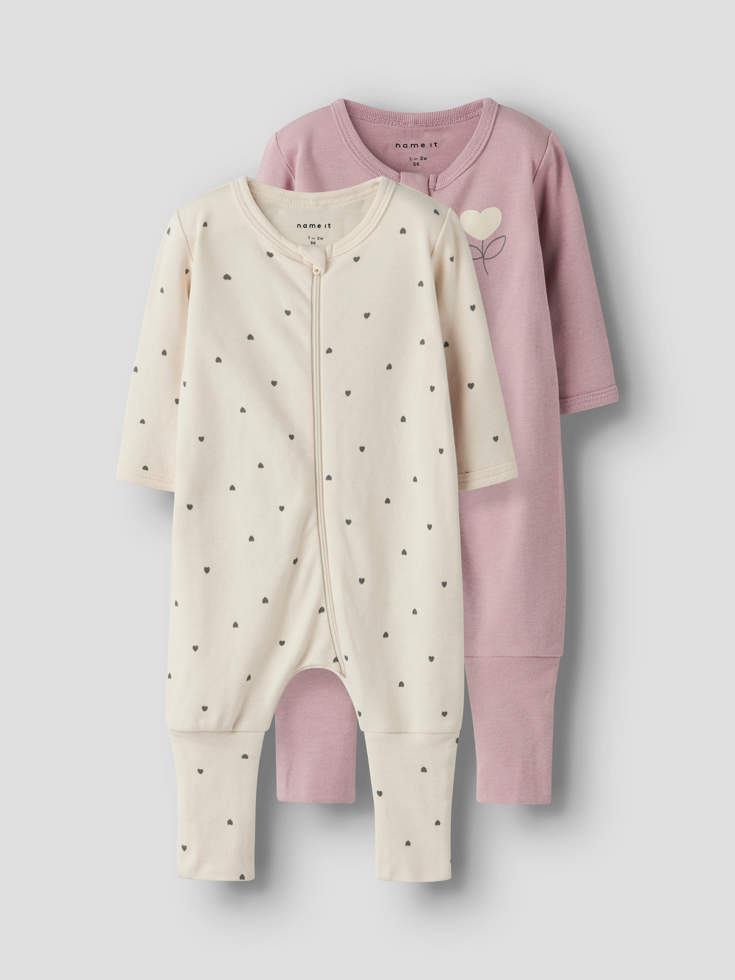 Image of Name It Pyjama "NBFNIGHTSUIT 2P ZIP FF HEART NOOS" Packung, 2 tlg.