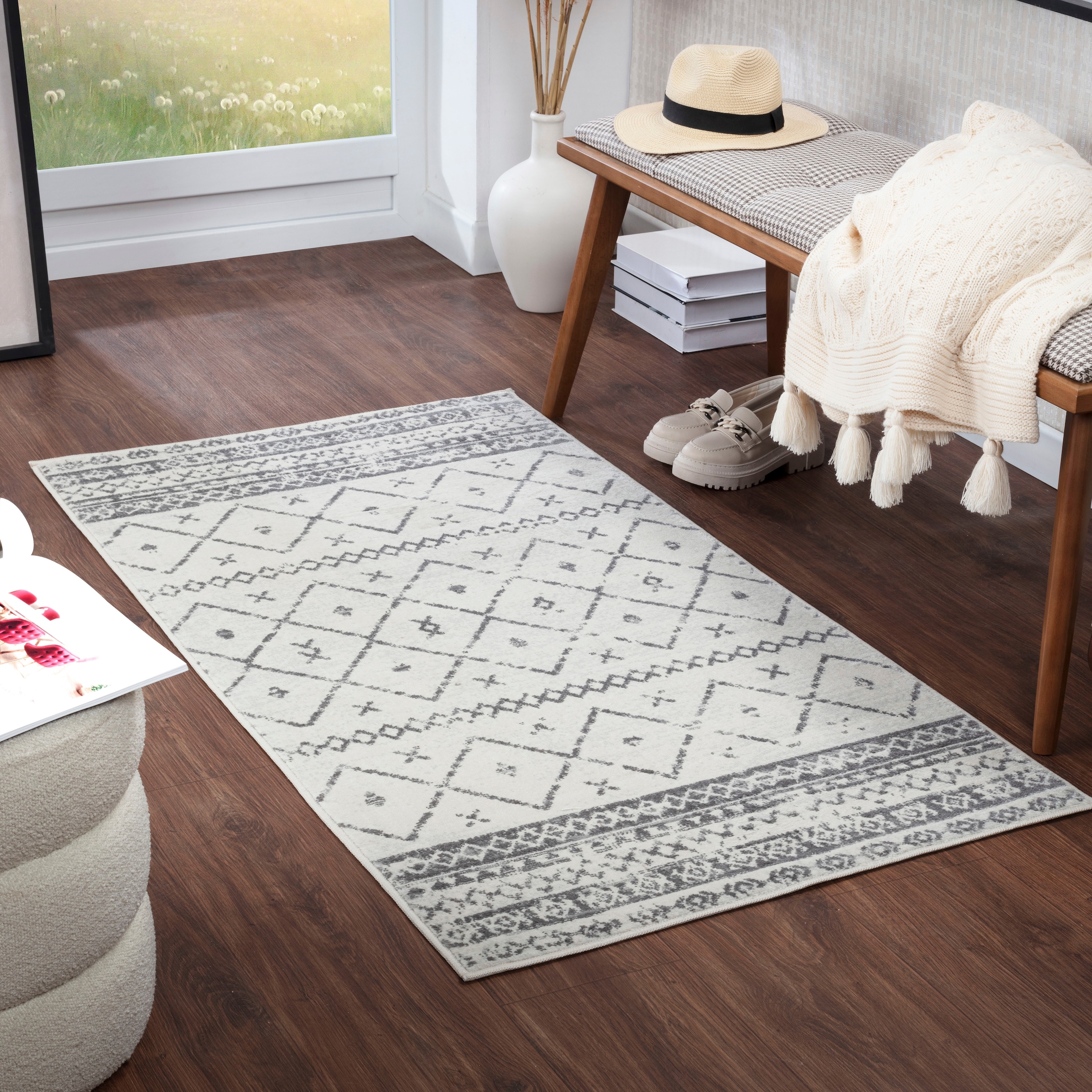 Livabliss Teppich »LIMA«, rechteckig, 9 mm Höhe, Berber, Ethnisch Boho Kurzflor Wohnzimmerteppich, Schlafzimmer