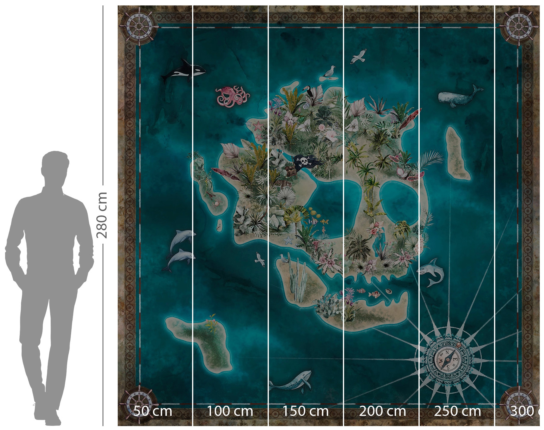 Komar Vliestapete »Digitaldruck Vlies - Skull Island - Grösse 250 x 250 cm«, bedruckt, Kinderzimmer