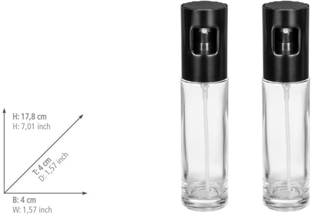 WENKO Ölspender »Modell Nevo«, (Set, 2 tlg.), Sprüher für Öl & Essig, Sprühkopf aus rostfreiem Edelstahl, je 100 ml