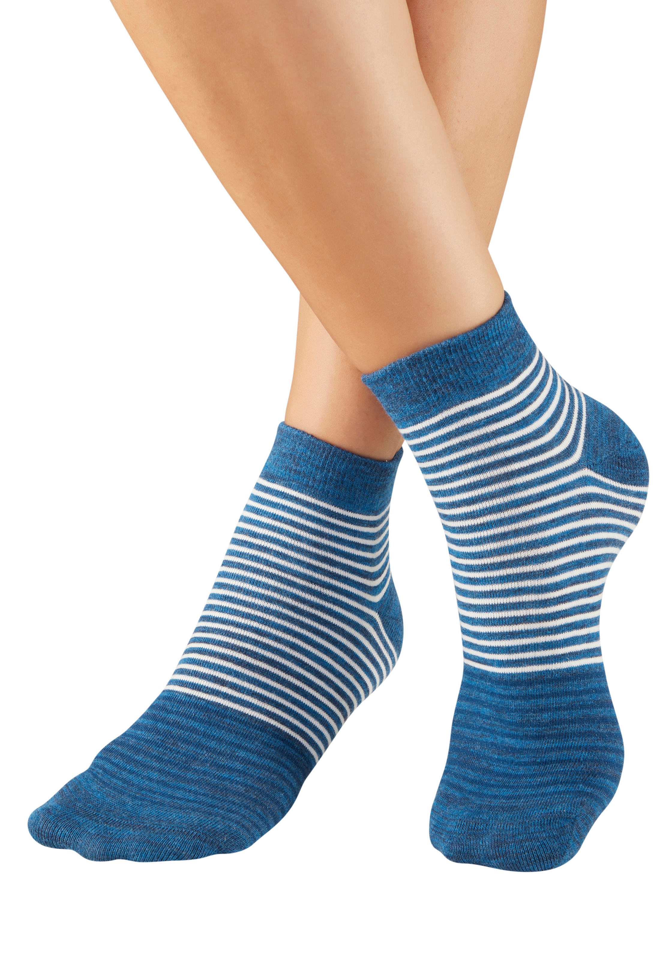 Bench. Kurzsocken »Damen und Herren meliert und uni« Packung, 6 Paar tlg. mit ansprechendem Streifen- Design und uni