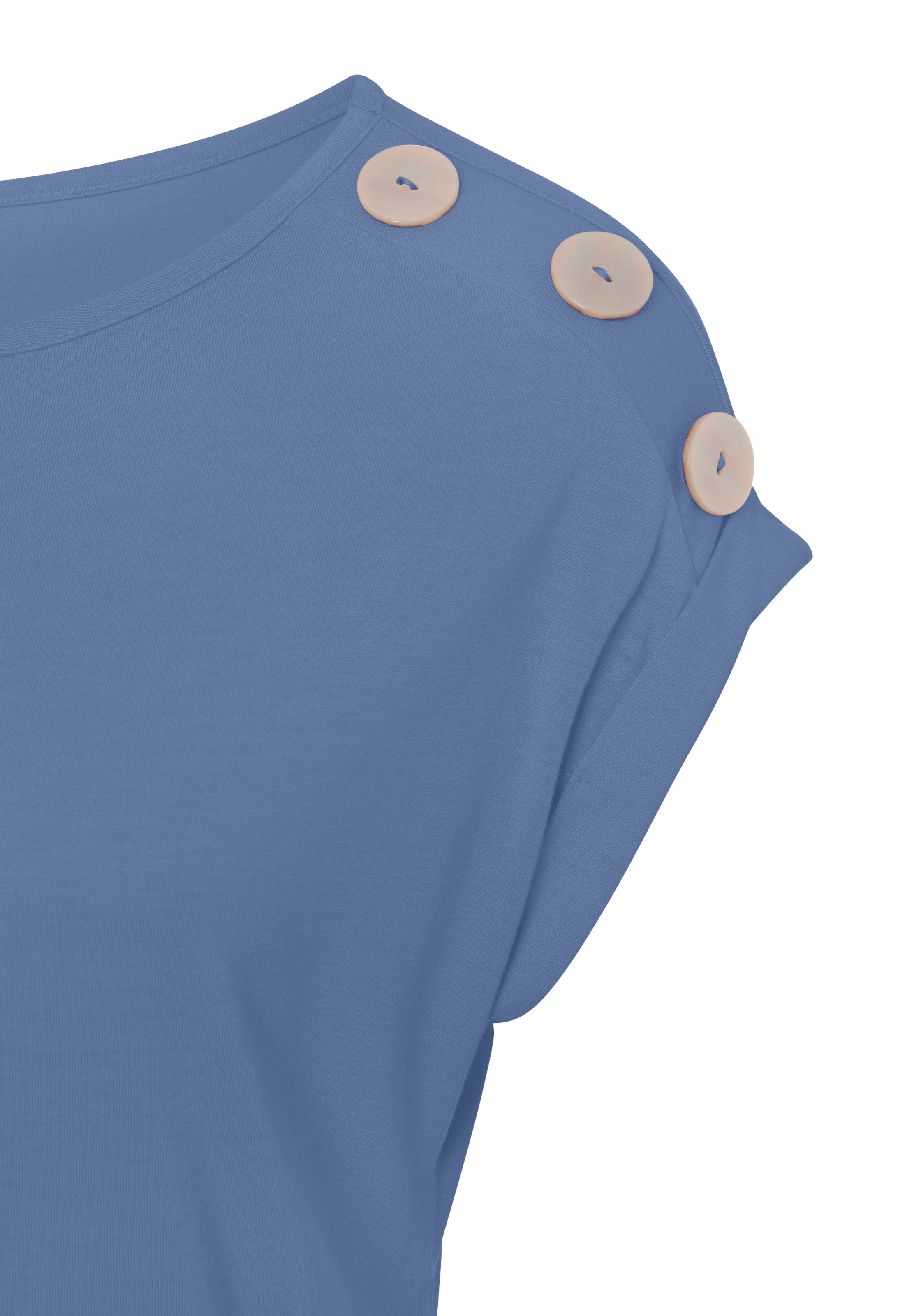 Buffalo Kurzarmshirt, mit Zierknöpfen, bequemes T-Shirt aus Jersey, Basic
