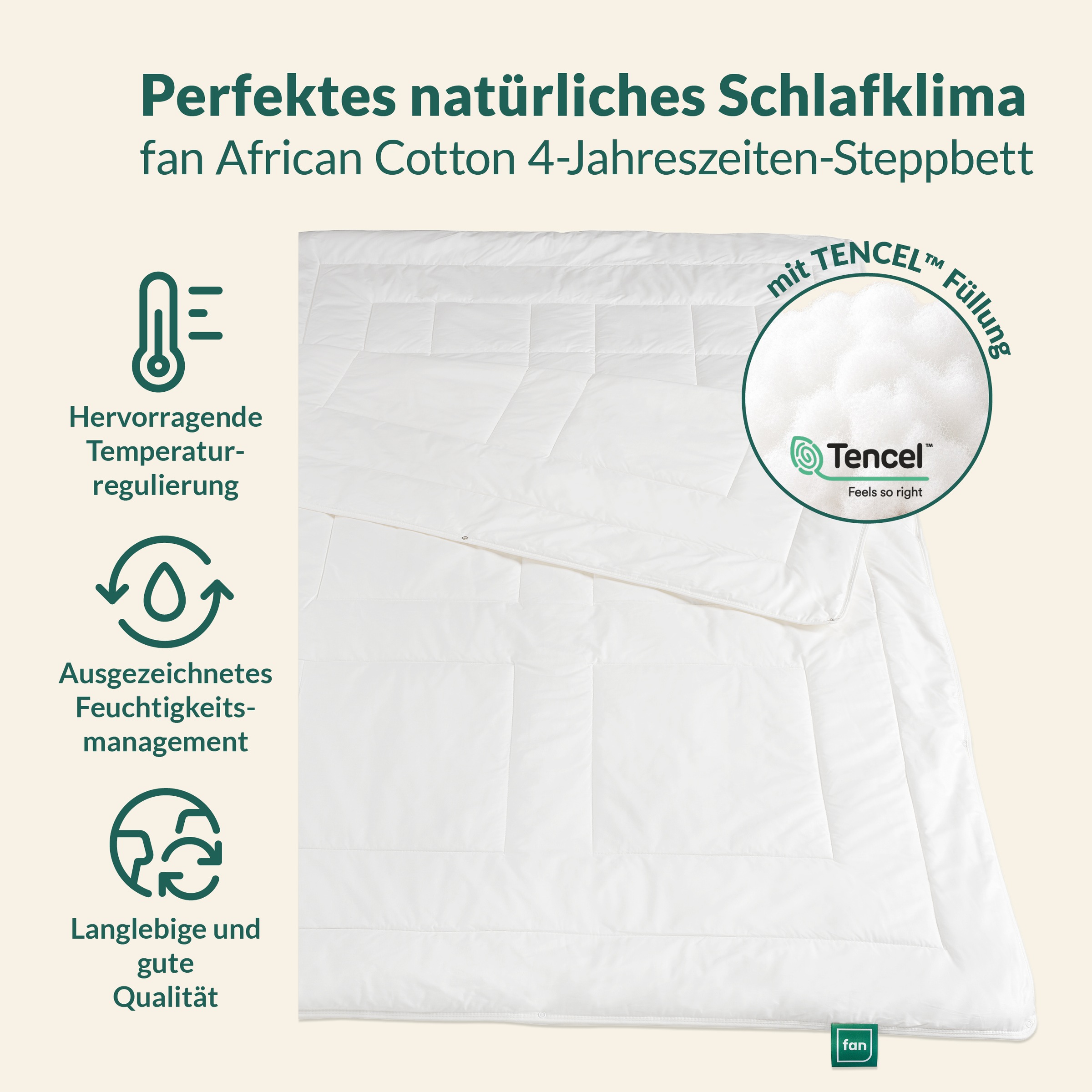 f.a.n. Frankenstolz Vierjahreszeiten-Steppbett Africa Cotton 135x200