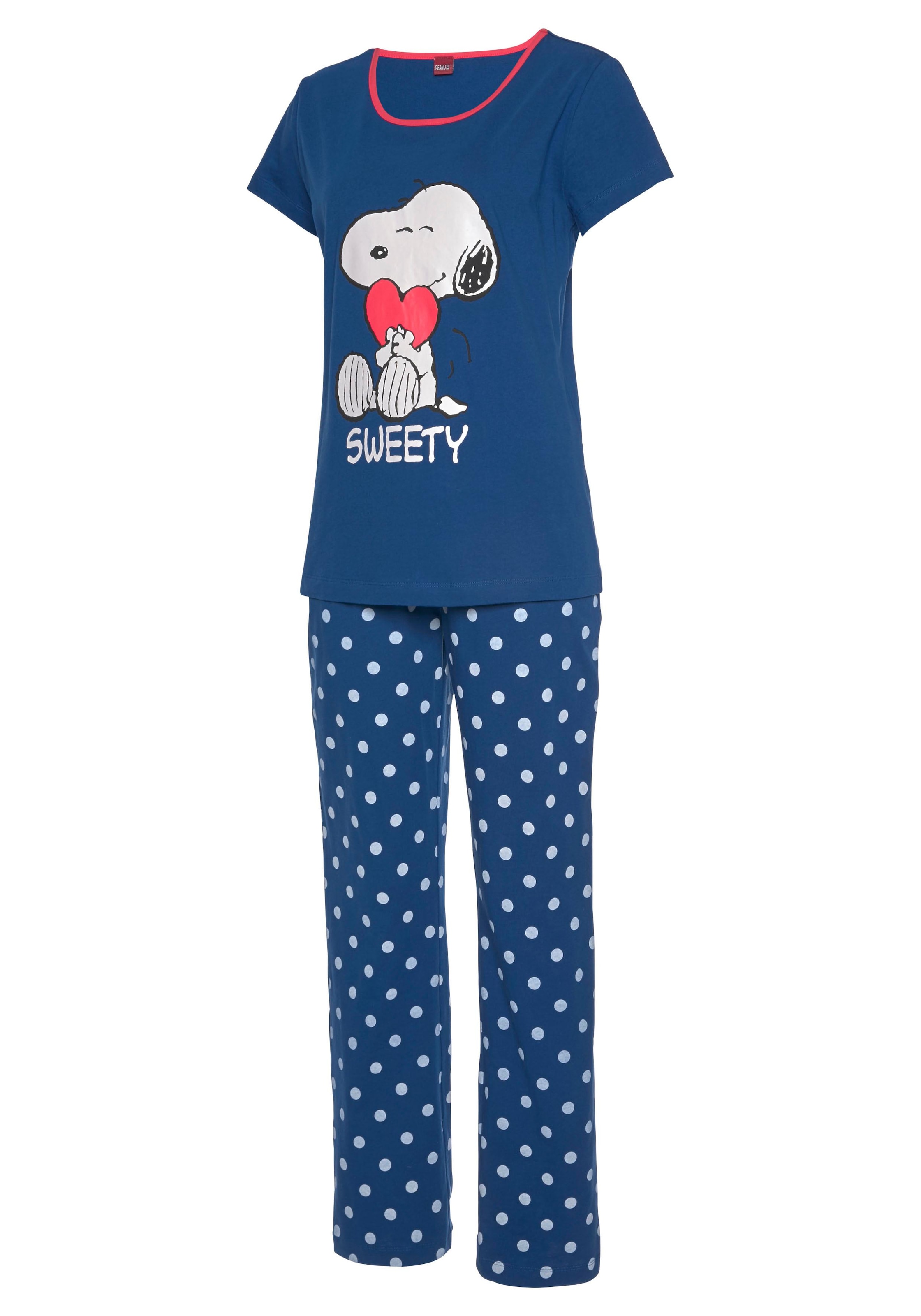 Peanuts Pyjama, (2 tlg., 1 Stück), mit Snoopy-Druck und Pünktchen-Hose  versandkostenfrei auf