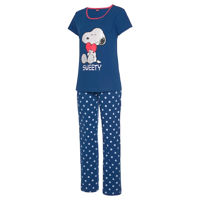 Peanuts Pyjama, (2 tlg., 1 Stück), mit Snoopy-Druck und Pünktchen-Hose  versandkostenfrei auf