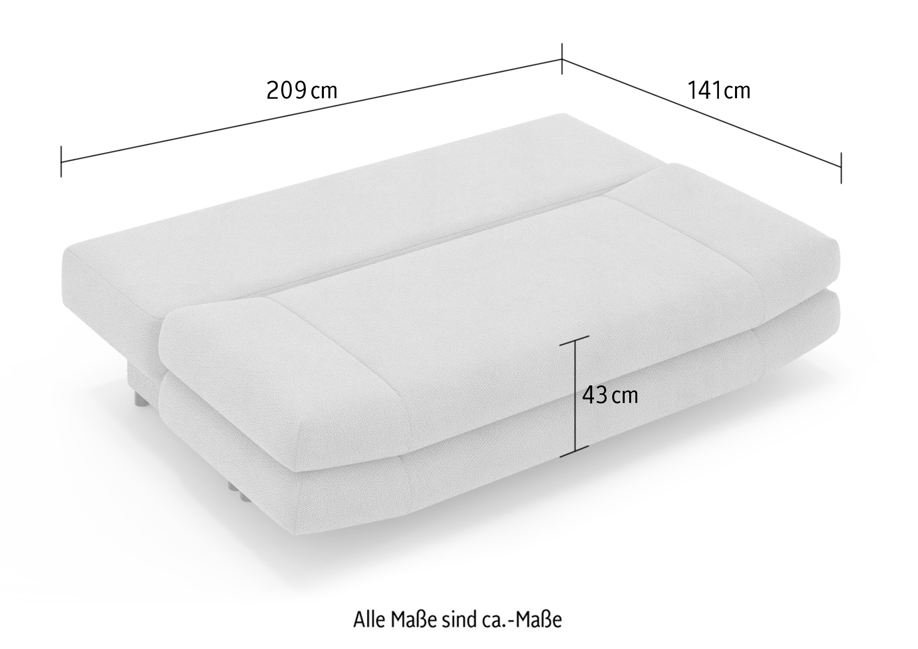Home affaire 3-places »LENNARA Schlafsofa mit Bettkasten, Masse B/T/H: 209/96/86 cm« Sofa mit Wellenunterfederung, hoher Sitzkomfort