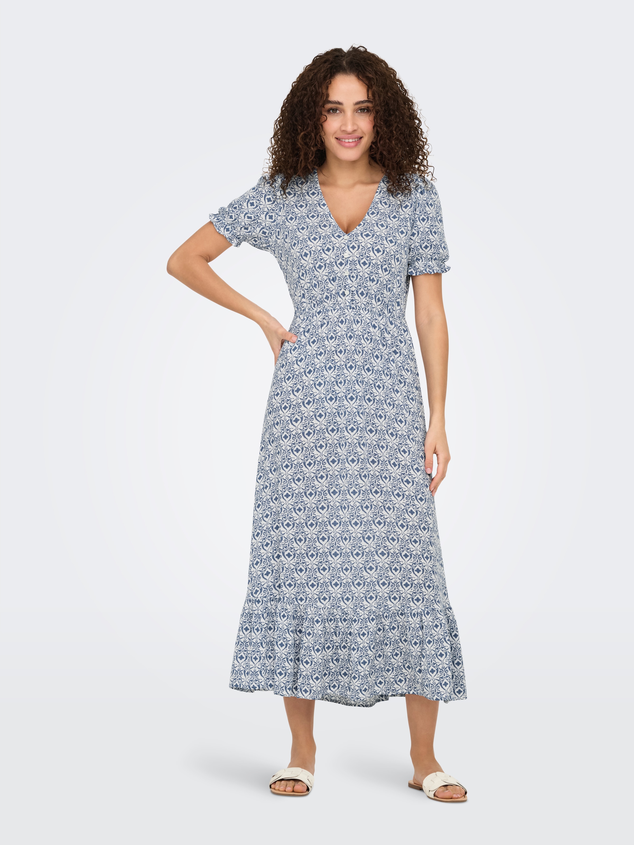 ONLY Maxikleid »ONLCHIANTI S/S LONG DRESS WVN NOOS« Viskose, regular fit