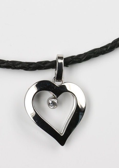 Image of Firetti Kette mit Anhänger »Herz, geflochtenes Lederband«, mit Zirkonia bei Ackermann Versand Schweiz