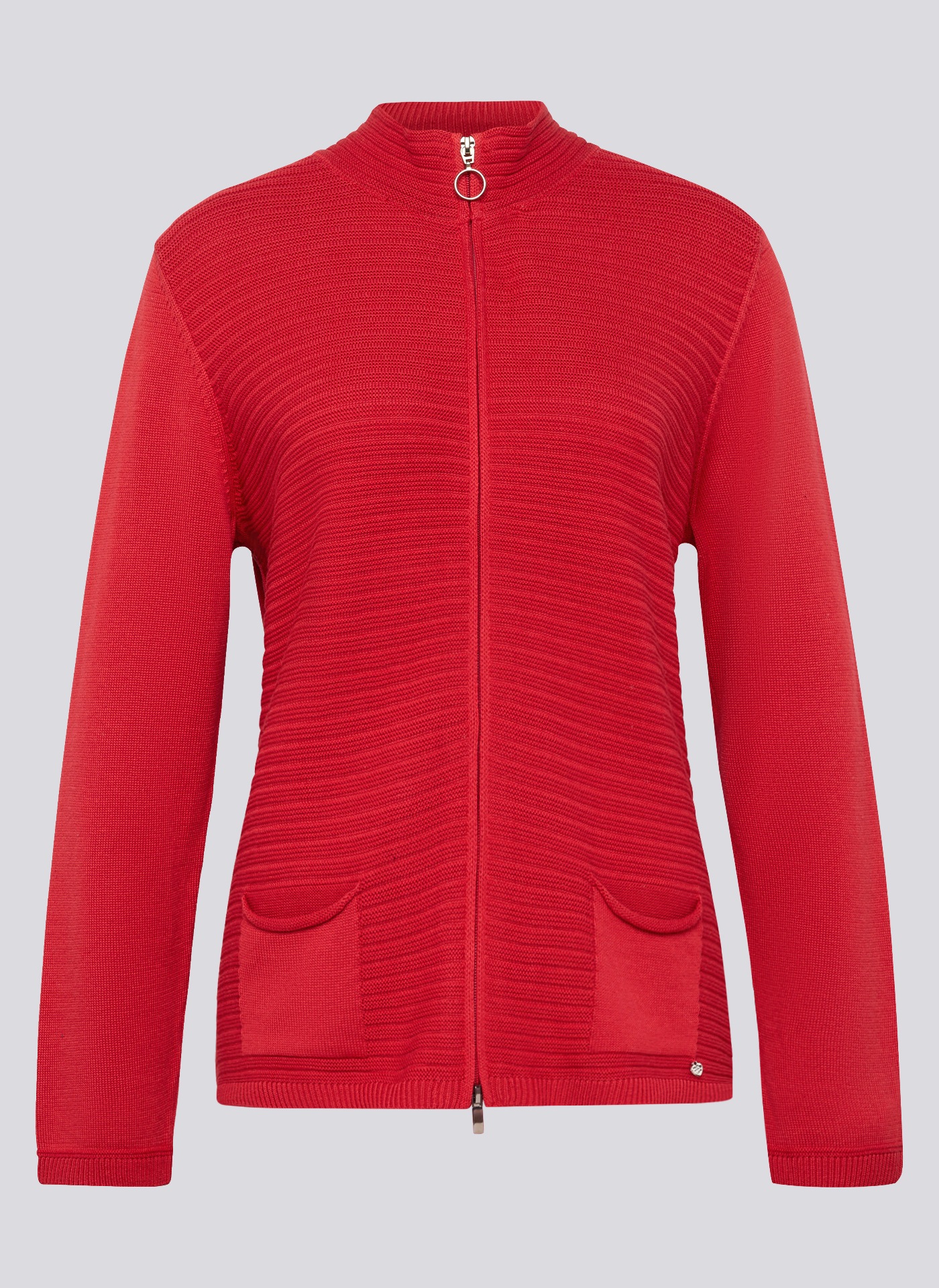 Rabe Strickjacke mit Reissverschluss und Stehkragen