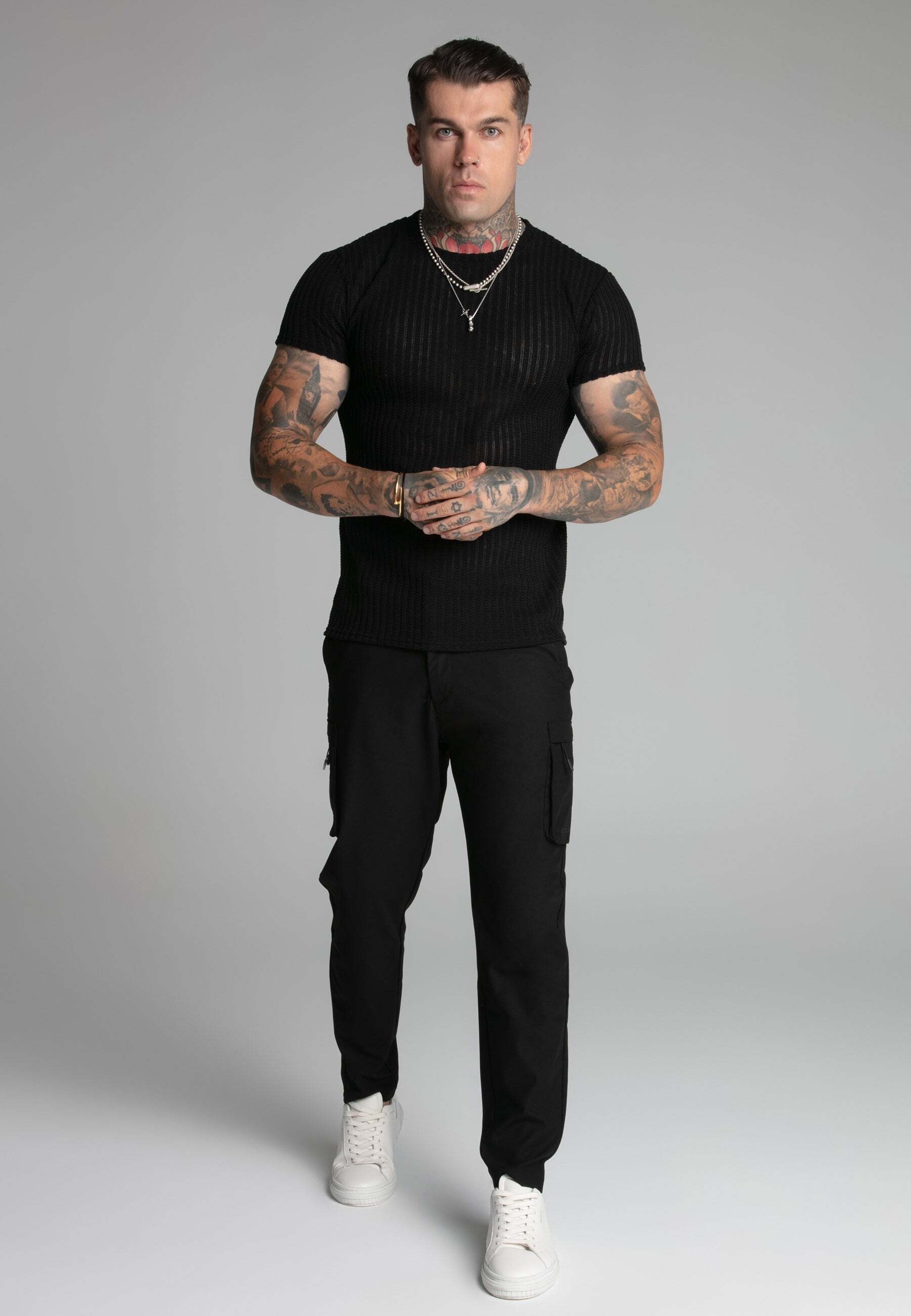 Siksilk T-Shirt »Siksilk T-Shirt Textured Muscle Fit T-Shirt«