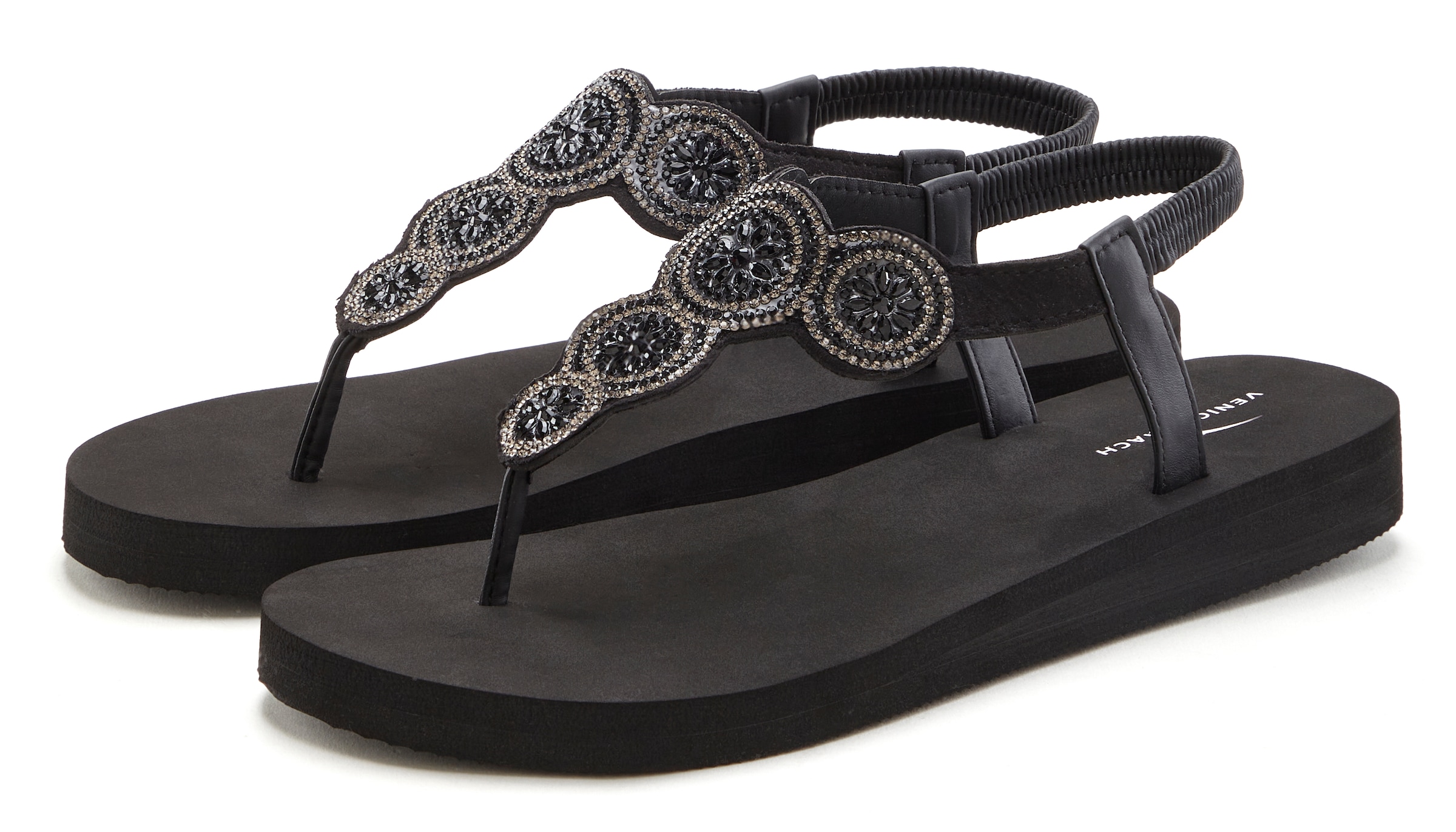 Image of Venice Beach Badezehentrenner "Sandale, Badeschuh, Badelatsche, Flip Flop, Badeschlappe, Sommerschuhe" Zehentrenner ultraleicht mit Glitzerdetails VEGAN