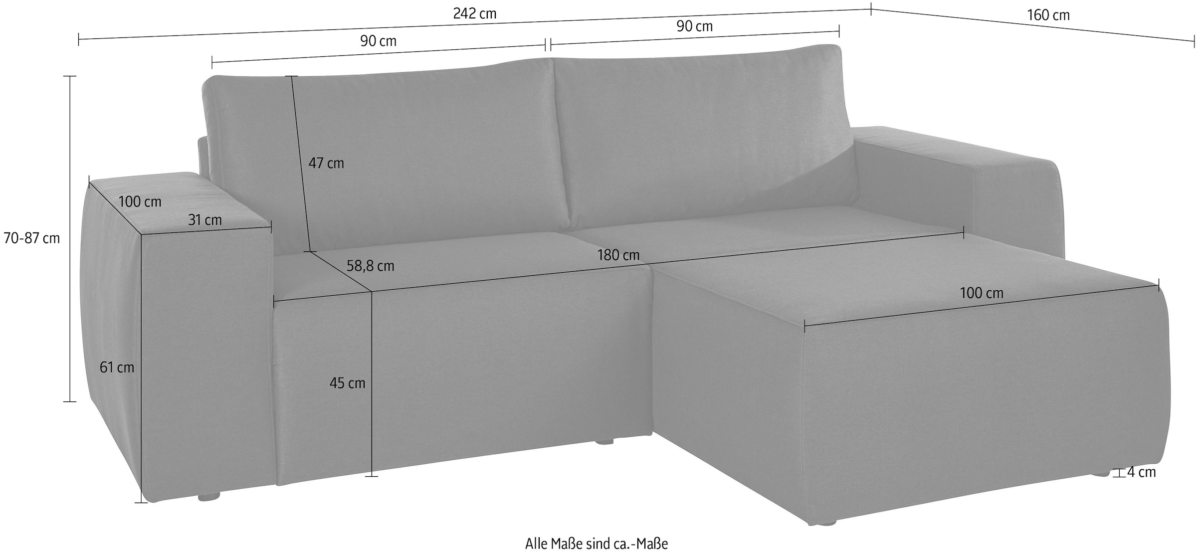 LOOKS by Wolfgang Joop Ecksofa »LooksII L-Form«, geradlinig und komfortabel