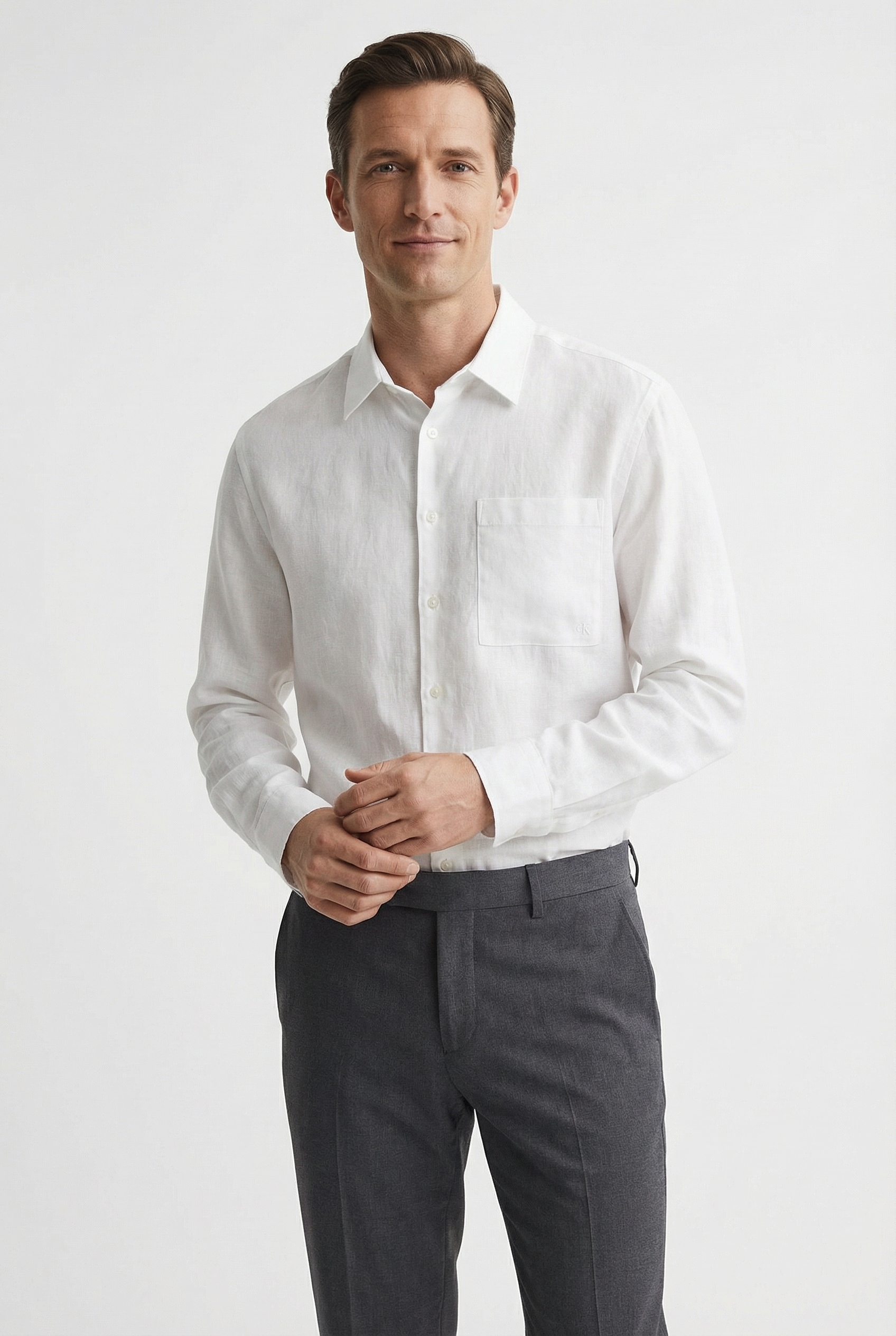 Calvin Klein Chemise en lin »SOLID LINEN CLASSIC« col Kent, coupe régulière, mélange lin-viscose