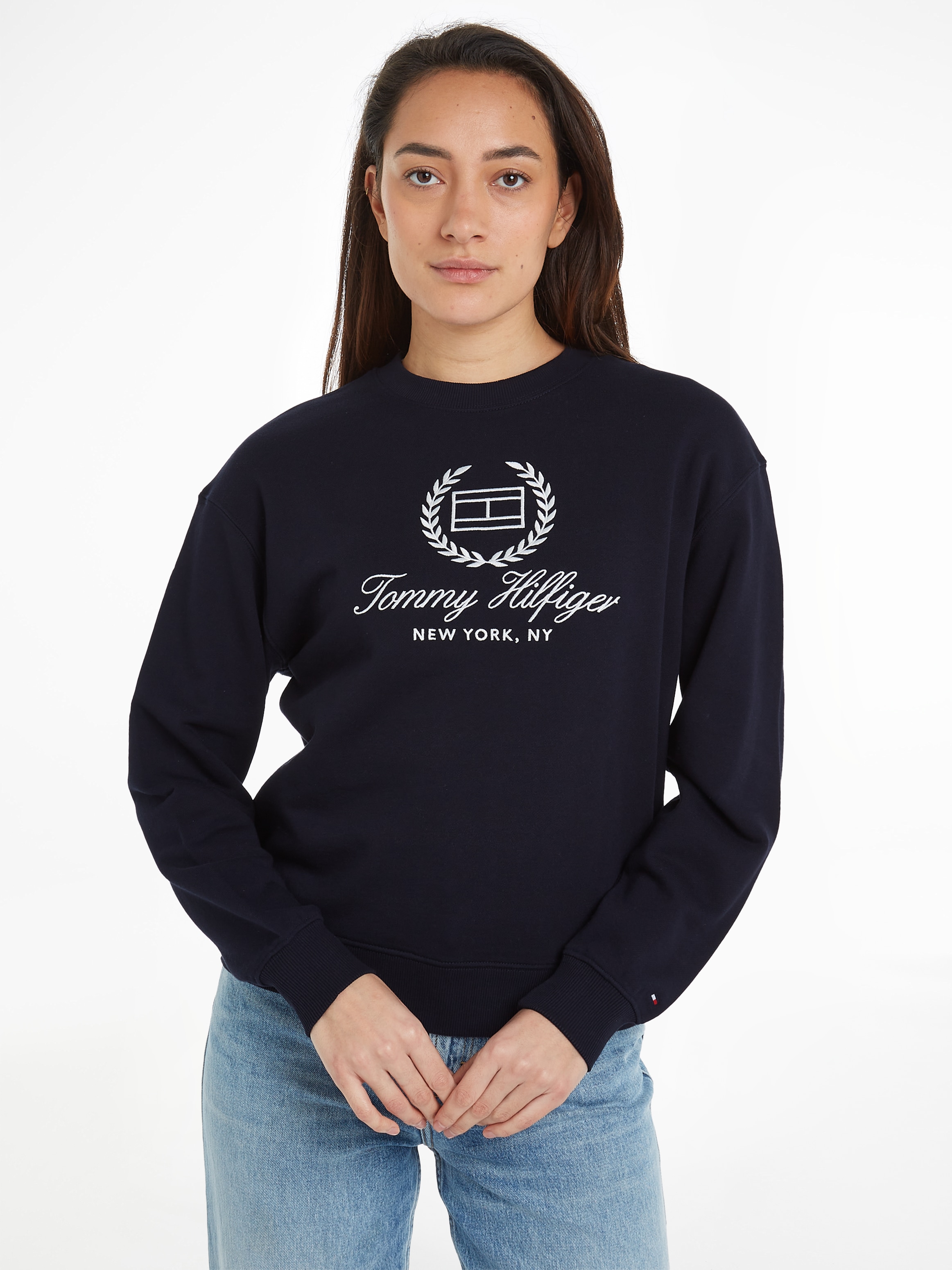 Tommy Hilfiger Sweatshirt »REG FLAG SCRIPT CNK SWTSHRT«, mit Logodruck auf der Brust-Tommy Hilfiger 1