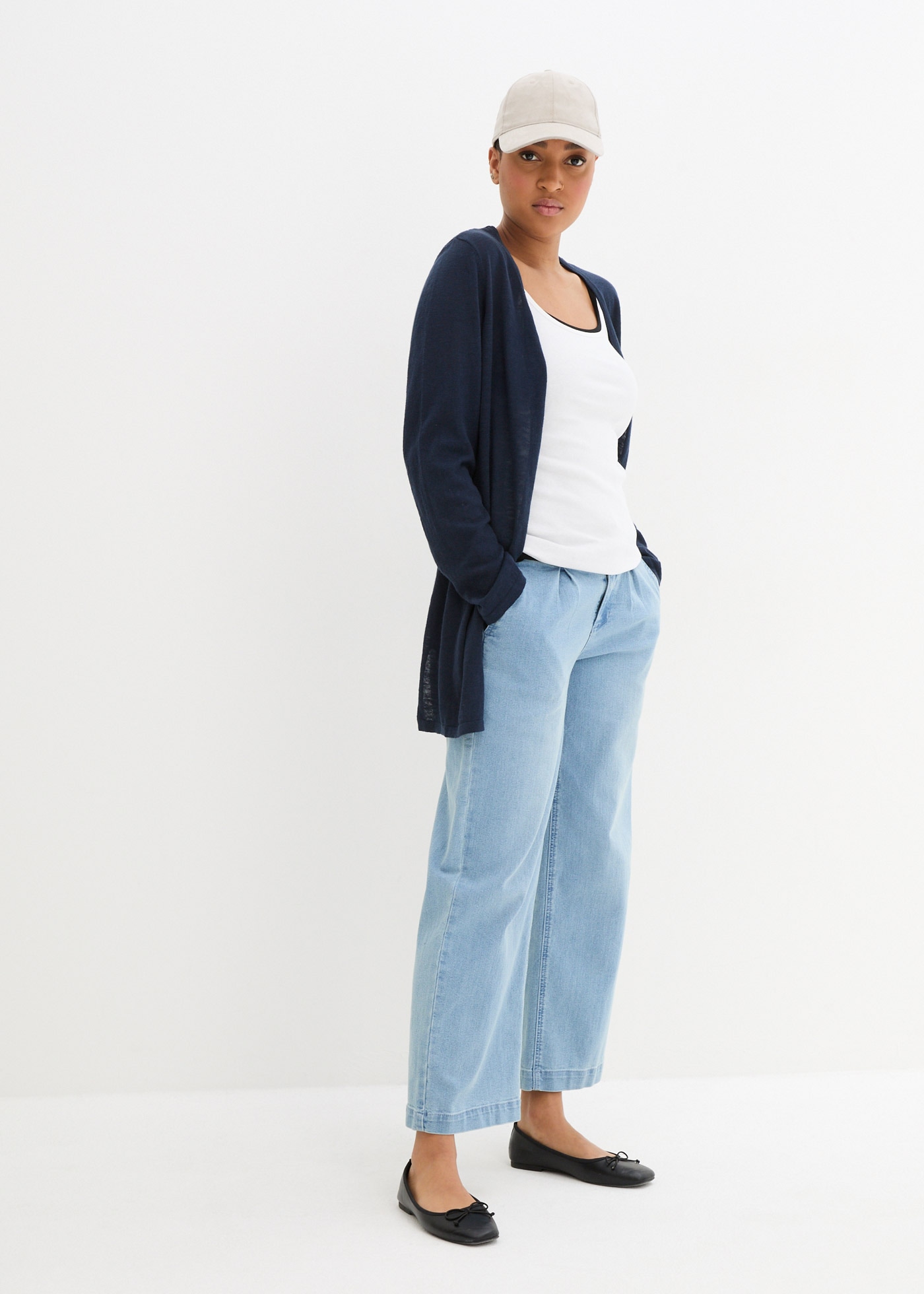 bonprix Veste en tricot Strickjacke aus reiner Baumwoll-Slub Qualität