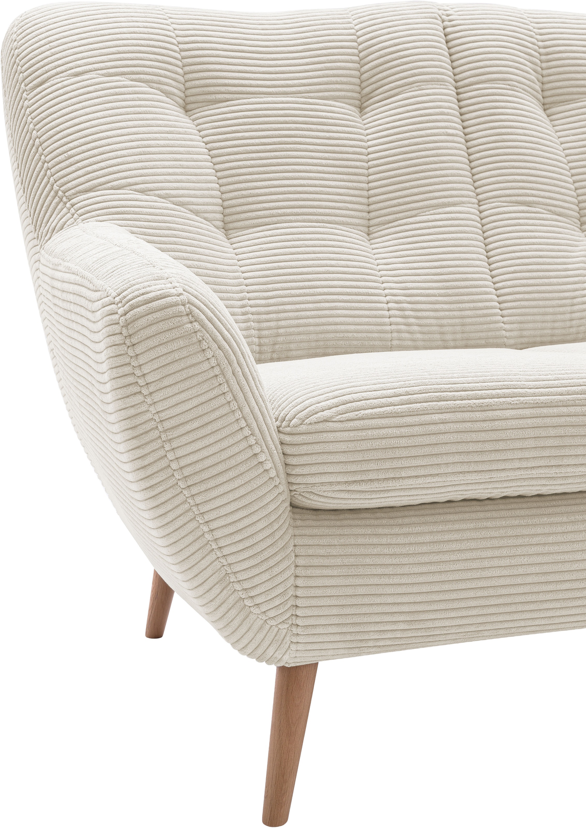 exxpo - sofa fashion 2-Sitzer »Scandi, bequem, aufwendige Rückenpolsterung für mehr Sitzkomfort« akuelle Farben in hochwertige Bezugsqualitäten, Holzfuss