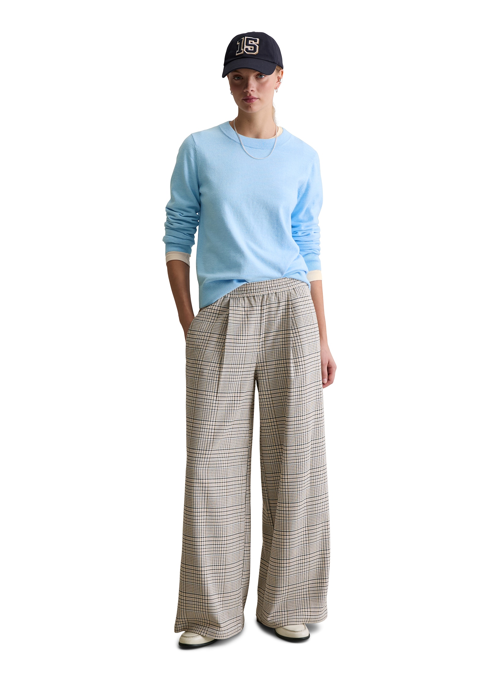 Marc O'Polo DENIM Pantalon à enfiler  karierte Hose wide mit recyceltem Polyester, elastischer Bund