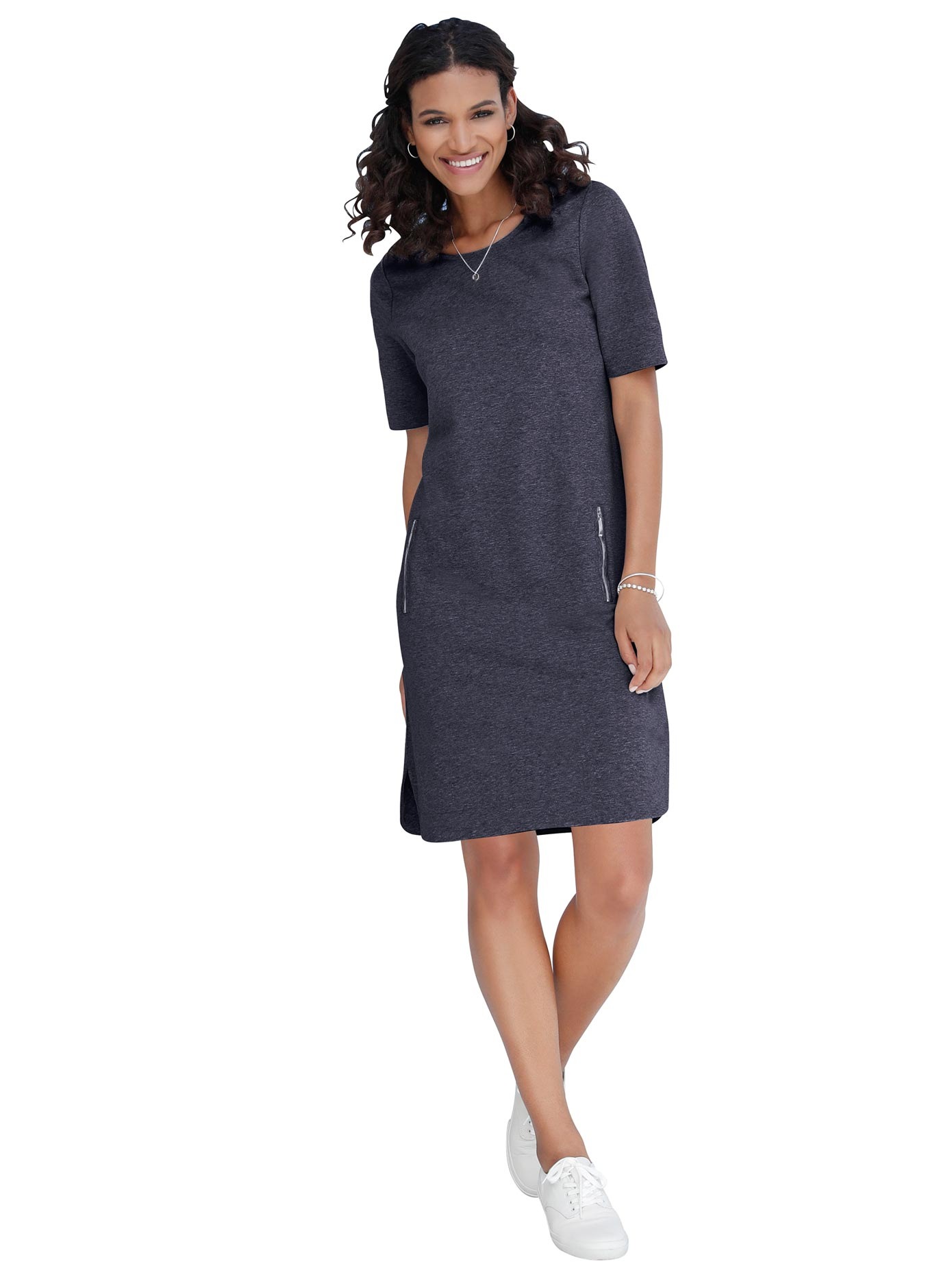 Jersey-Kleid mit gerundetem Saumabschluss