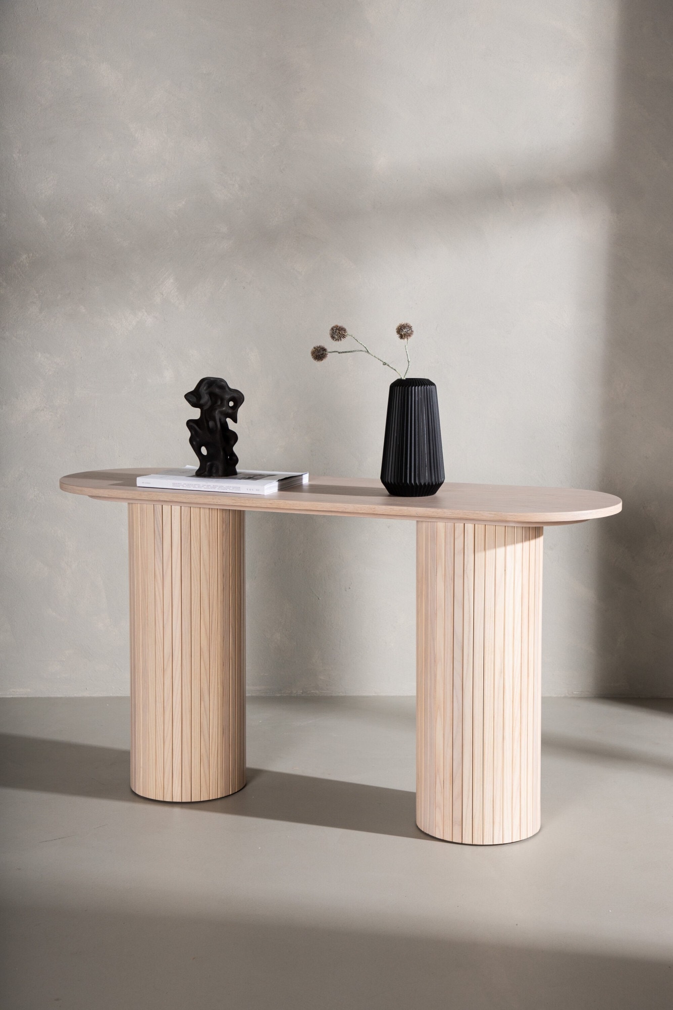 Image of Venture Home Beistelltisch "Bianca, ovaler Konsolentisch mit Holzfurnier-Optik, 130 × 40 cm" Ablagetisch, Furnier, oval, hoch, geräumig, edel