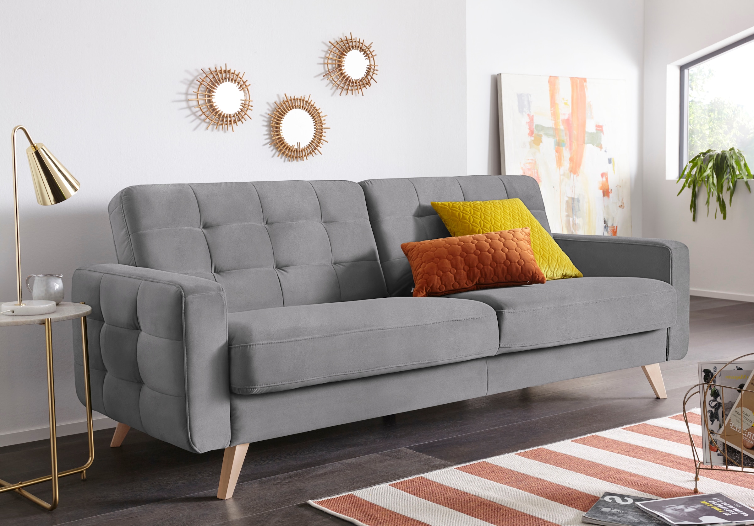 Image of exxpo - sofa fashion 3-Sitzer "Nappa, kompakt, bequem, zeitloses Design, Breite 222cm, L-Form" tolle Detailverarbeitung