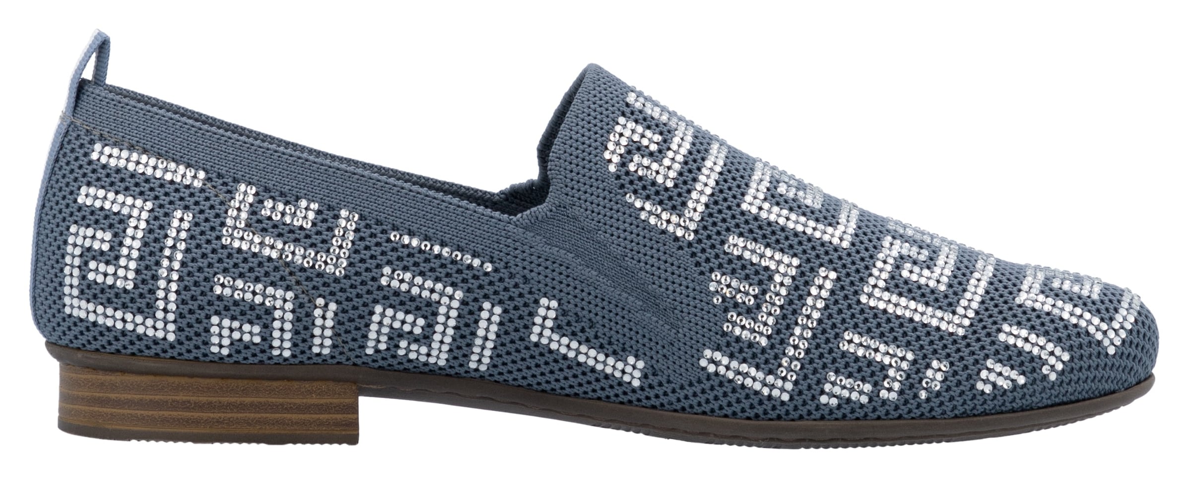 Rieker Slipper  Halbschuh, Schlupfschuh, Blockabsatz, Loafer mit Glitzersteinchen