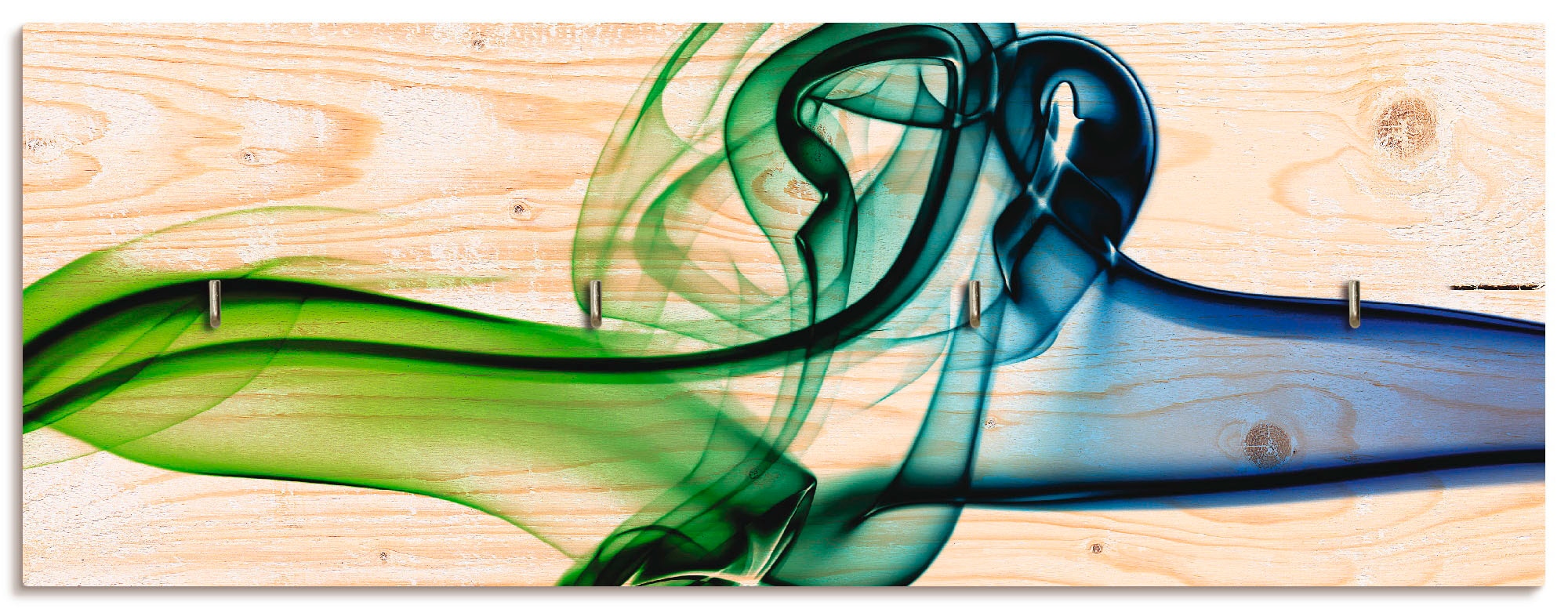 Image of Artland Hakenleiste »Aufeinanderprallen von blau und grün«, aus Holz mit 4 Schlüsselhaken – Schlüsselboard, Schlüsselbretter, Schlüsselhalter, Schlüsselaufhänger für den Flur – Stil: Modern bei Ackermann Versand Schweiz
