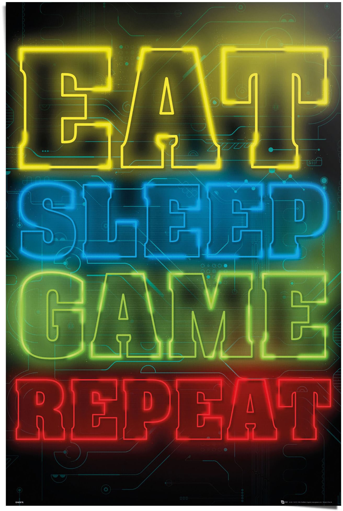 Image of Reinders! Poster »Poster Zocken Eat sleep game repeat«, Spiele, (1 St.) bei Ackermann Versand Schweiz