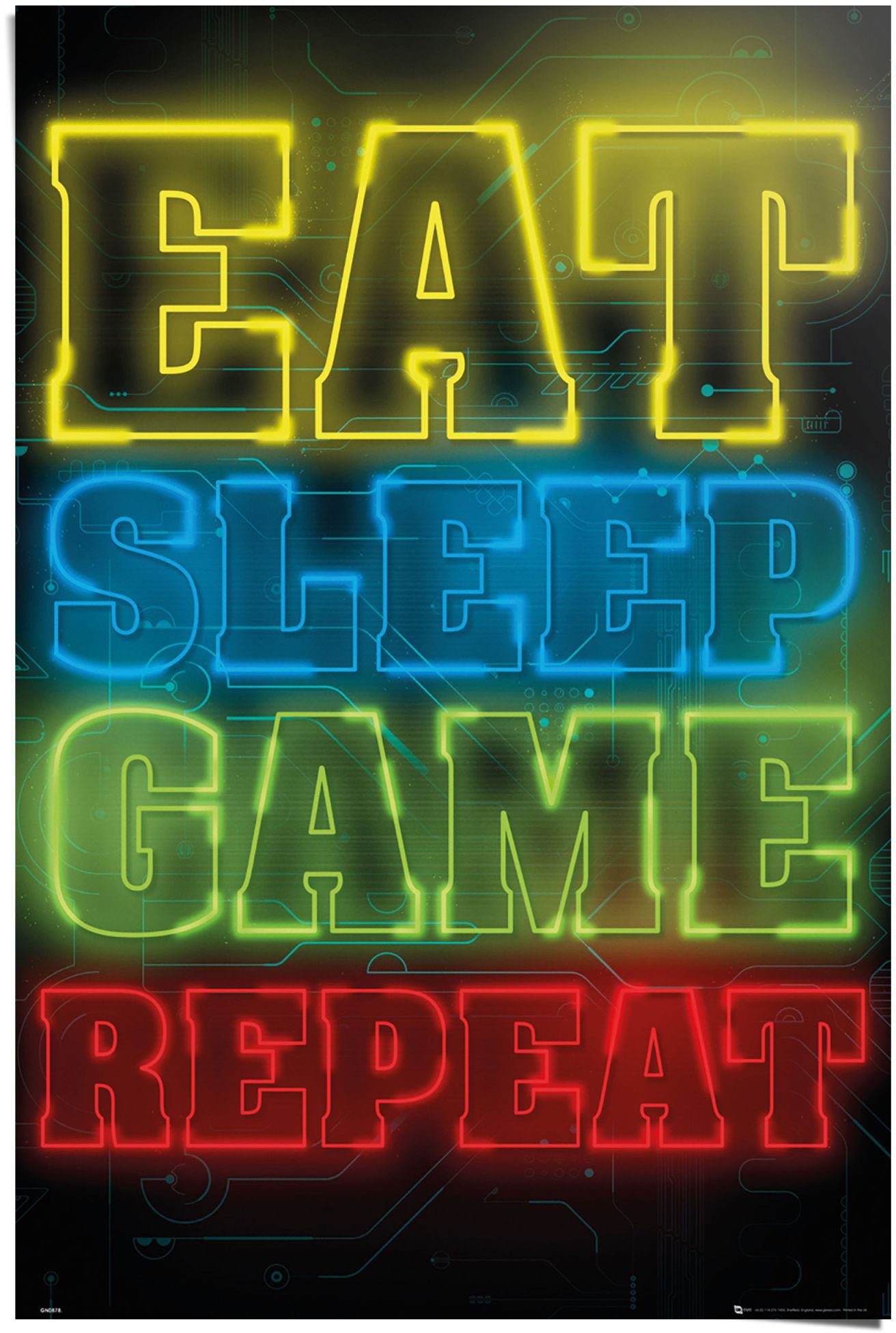 Image of Reinders Poster "Poster Zocken Eat sleep game repeat" Spiele 1 Stk. tlg.