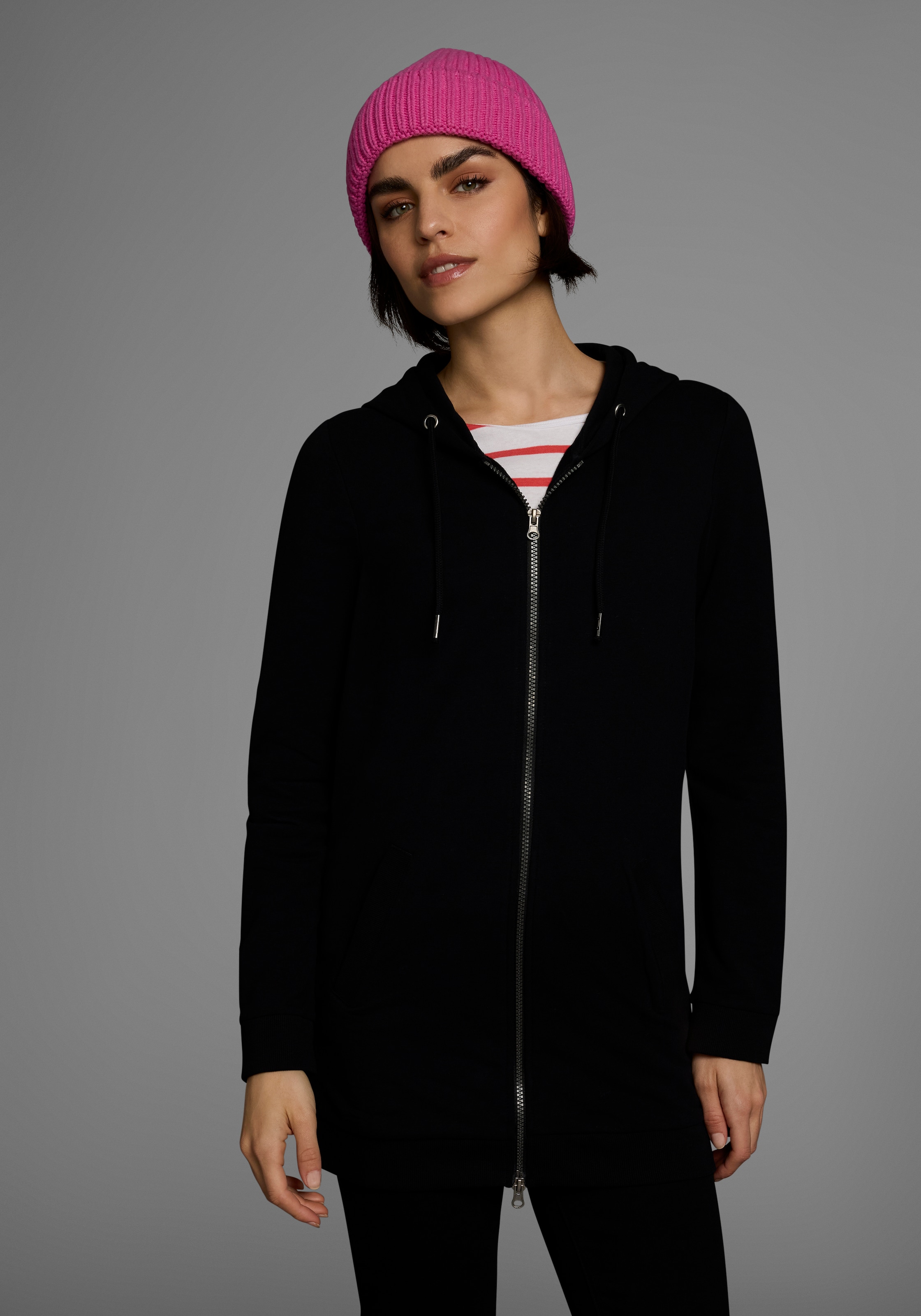 Flashlights Sweatjacke, in langer Form mit Zipper