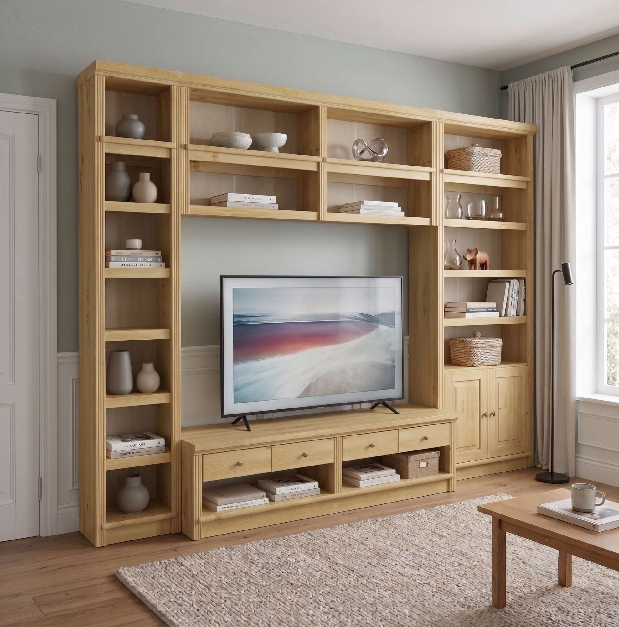 GOODproduct Wohnwand »Soeren, 1 Standregal, 1 Wandregal, 1 TV-Lowboard, 1 Bücherregal« Set, 4 Stk. tlg.