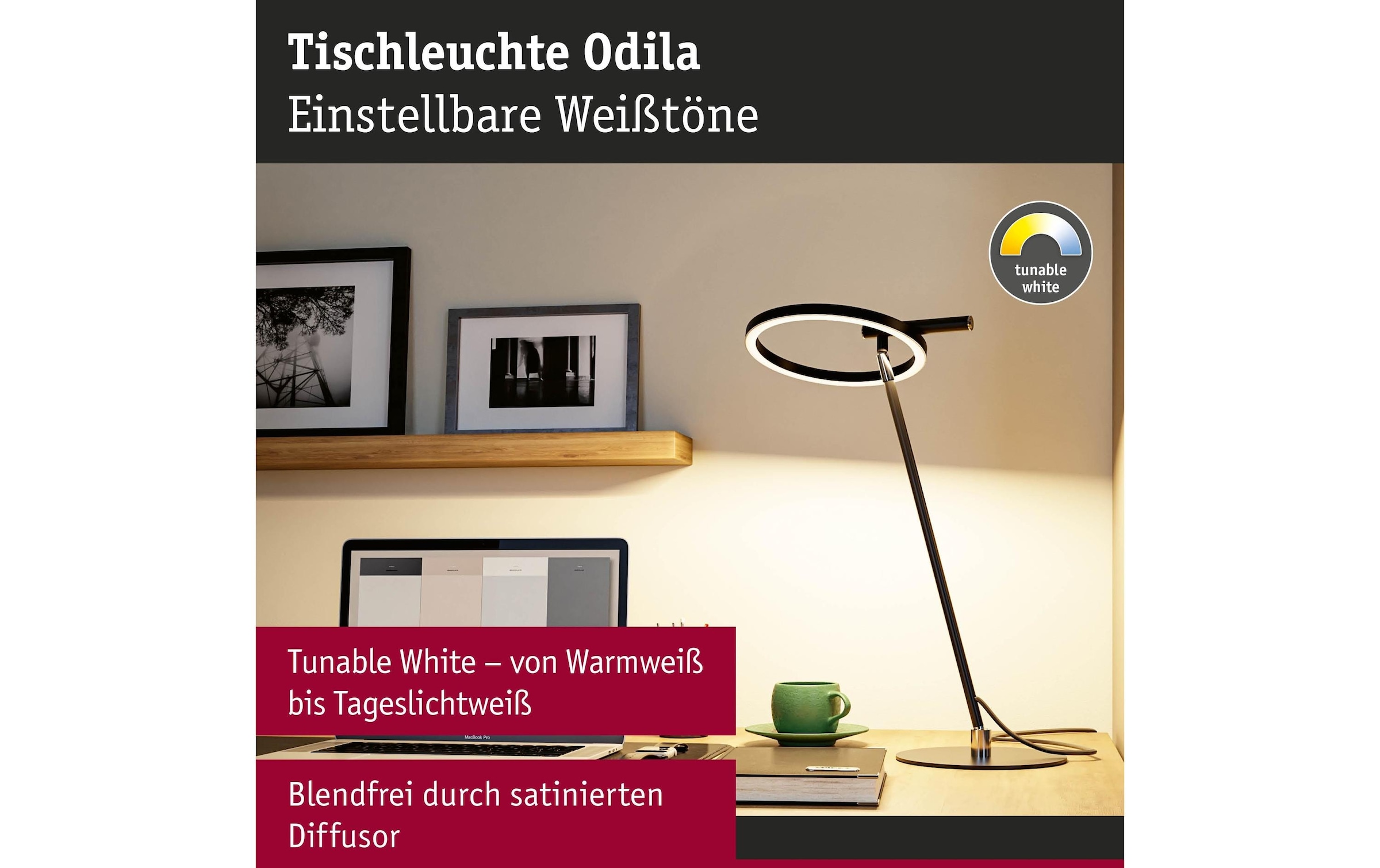 Paulmann LED Schreibtischlampe »Paulmann Schreibtischleuchte Schreibtischleuchte Odila« LED-Modul warmweiss - kaltweiss
