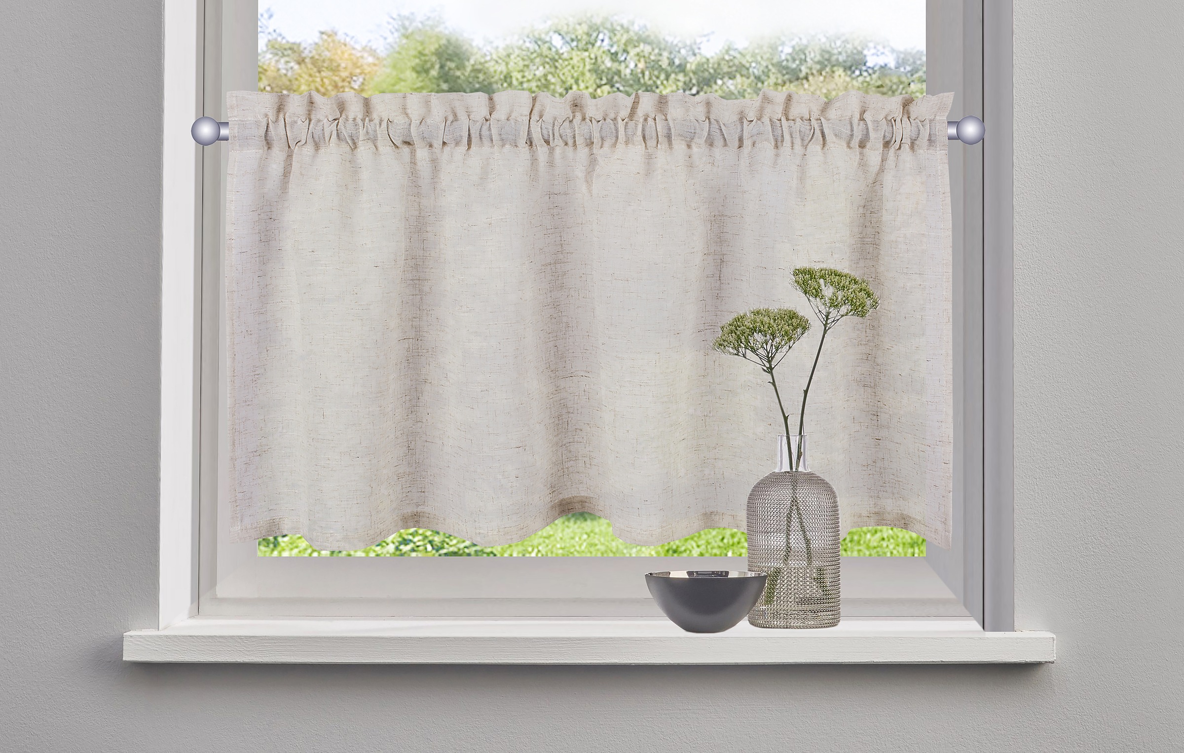 Image of GOODproduct Scheibengardine "Louvelle" Stangendurchzug 1 Stk. tlg. Leinenoptik, Scheibengardine, modern, basic